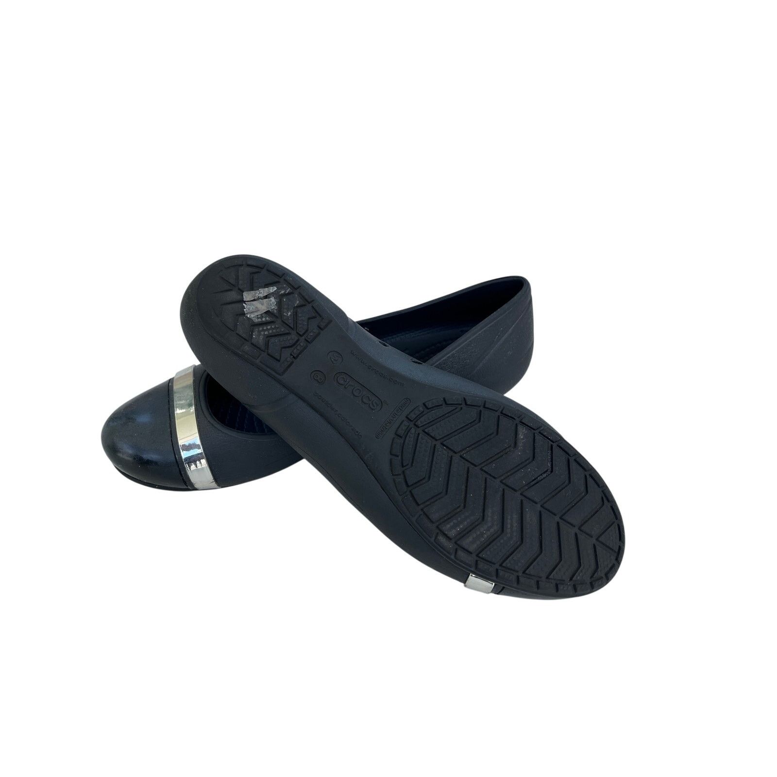 Crocs Crocs Cap Toe Mirror Ballet Flats Rubber Size 8 Black Silver Size US 8 / IT 38 - 6 Thumbnail