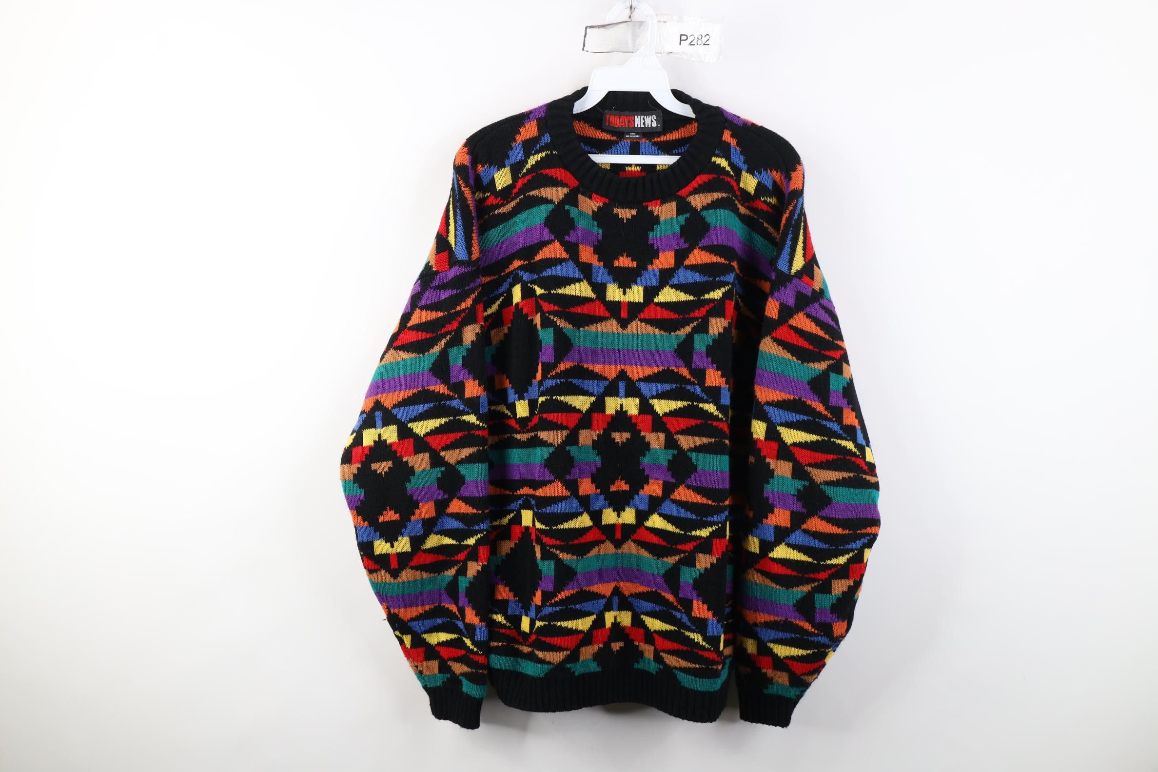 Vintage Vintage 90s Streetwear Southwestern Knit Crewneck Sweater Size US L / EU 52-54 / 3 - 1 Thumbnail