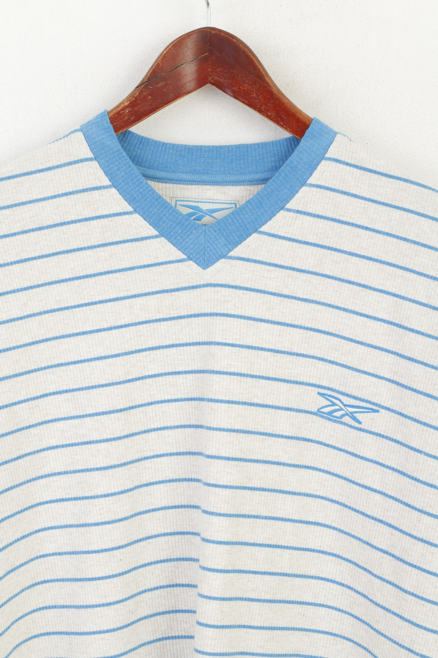 Reebok Reebok Men M Shirt Beige Blue Striped Vintage 2617 Size US M / EU 48-50 / 2 - 3 Thumbnail