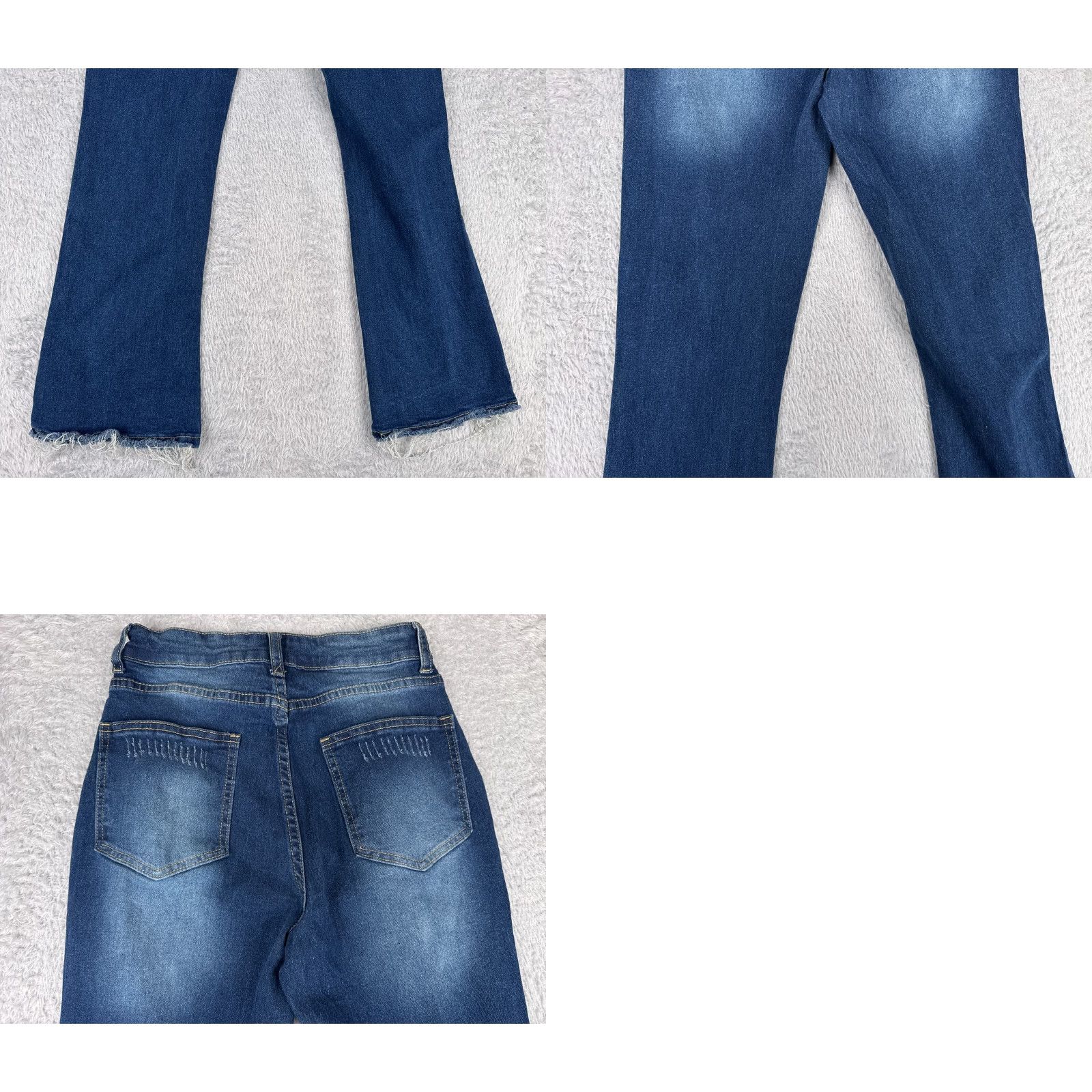 Vintage Jeans Womens 24 Blue Denim Flared Distressed Cotton Blend Mid Rise 24x28 Size 42" / US 20 - 10 Thumbnail