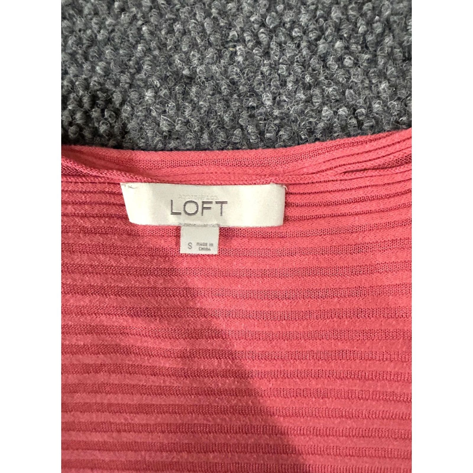 Loft LOFT Sweater Shirt Womens Small Coral Pink 3/4 Sleeve Lightweight Striped Pullover Top Size S / US 4 / IT 40 - 4 Thumbnail