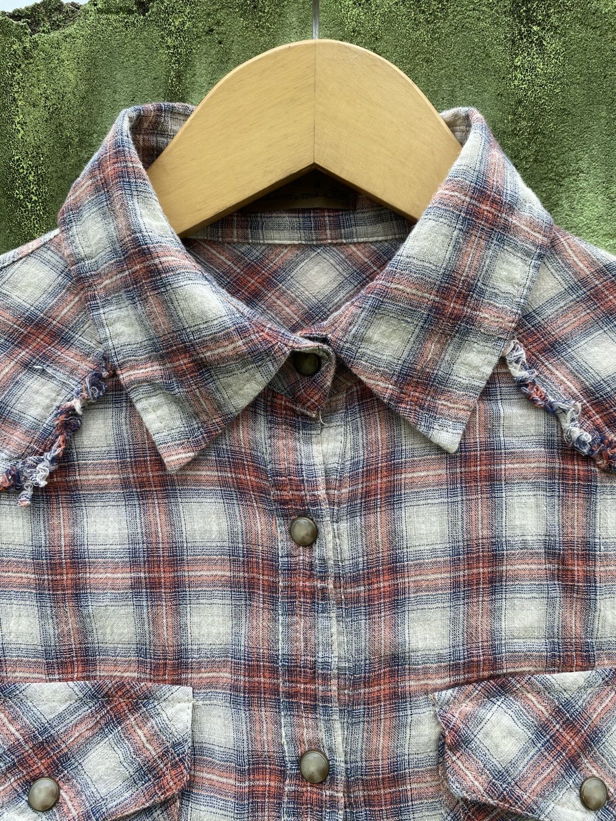 GOA GOA Vintage Distressed Plaid Western Raw Hem Grunge Fade Size ONE SIZE - 2 Thumbnail