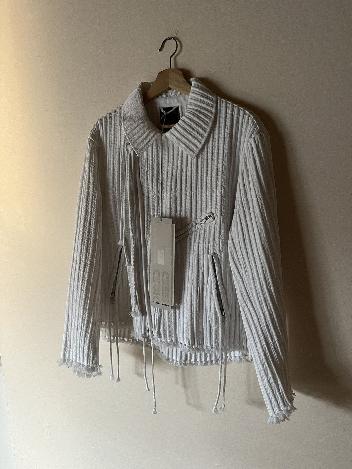 image of Craig Green Ss18 Tunnel Cord Biker Jacket In White, Men's (Size Medium)