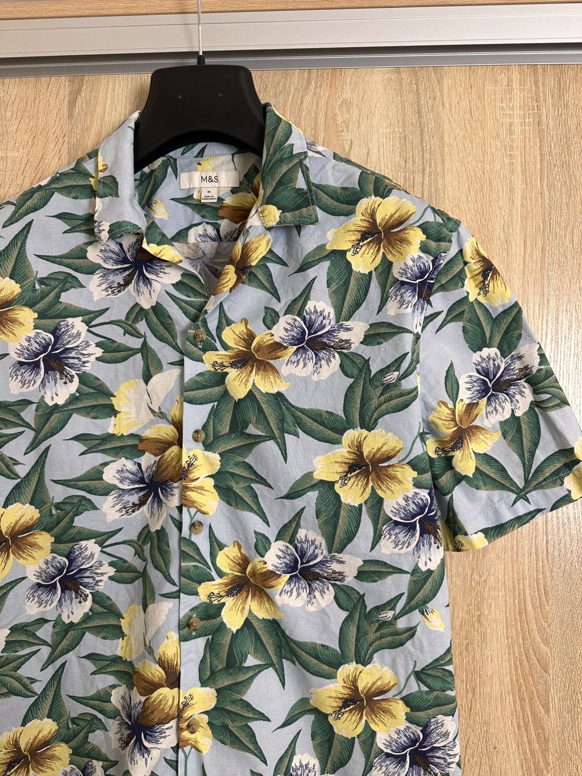 Marks & Spencer 🔥 Marks Spencer Cotton Hawaiian Button Up Shirt Art Floral Size US M / EU 48-50 / 2 - 3 Thumbnail