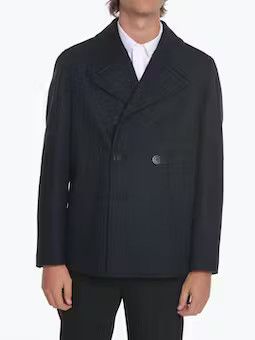 image of Neil Barrett Og1Mm1223 Double Breast Coat In Black, Men's (Size Small)