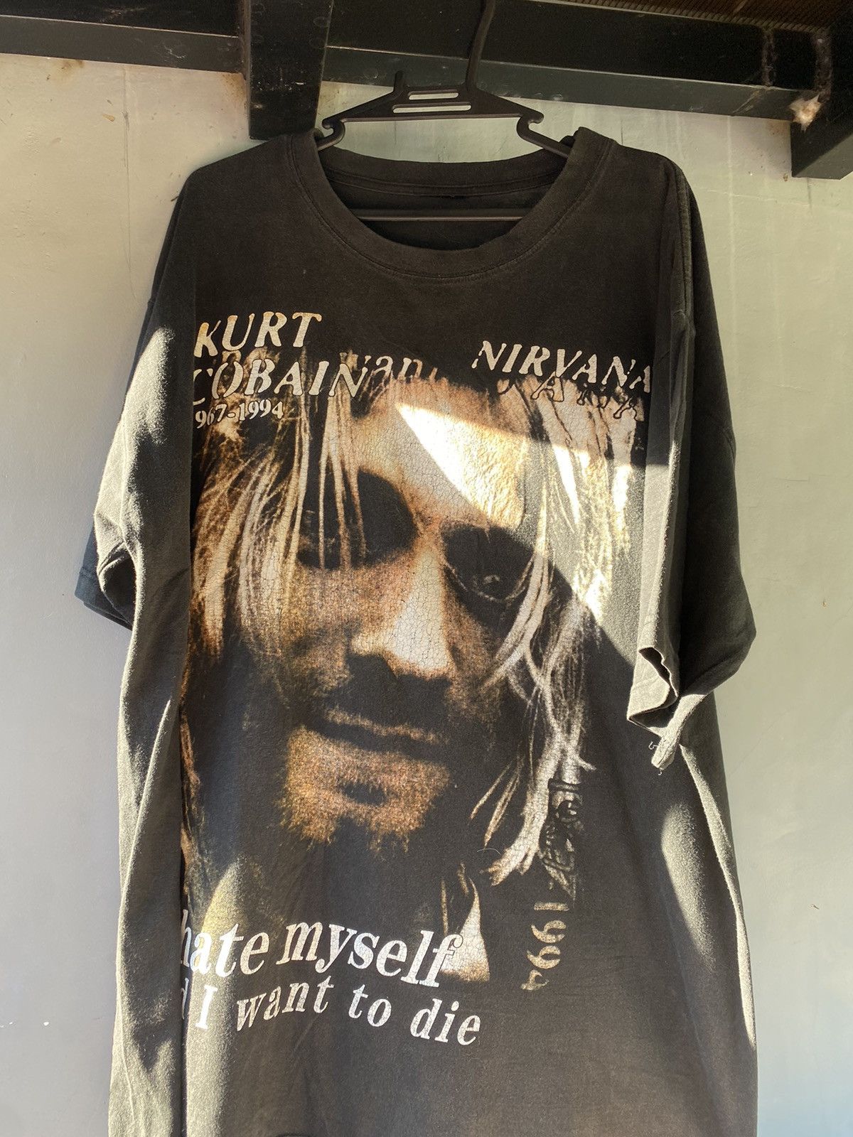 image of Vintage Kurt Cobain Memorial Shirt in Black, Men's (Size XL)