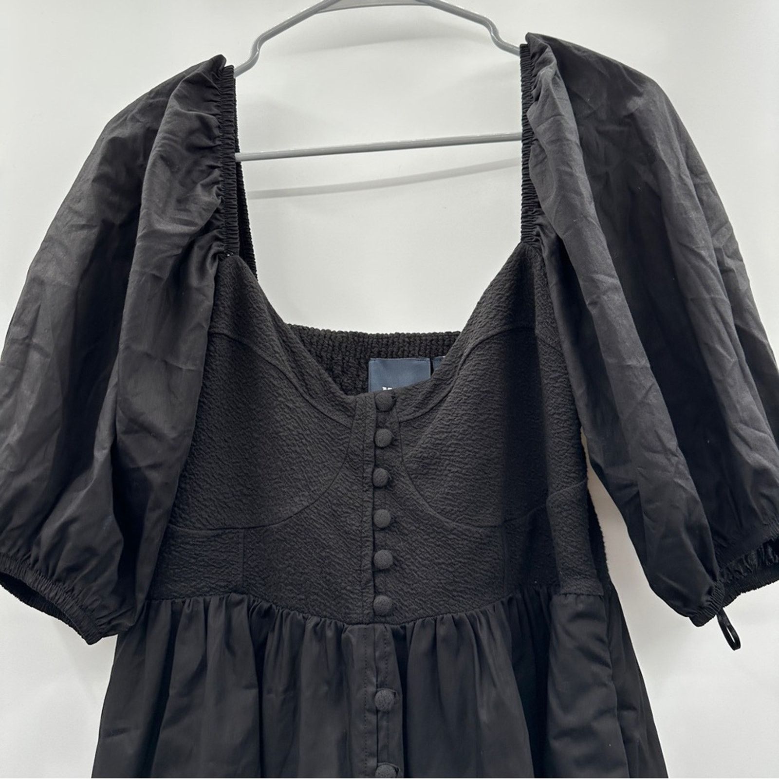 Anthropologie Anthropologie Maeve Puff Sleeve Black Mini Dress Size L NWT Size L / US 10 / IT 46 - 4 Thumbnail