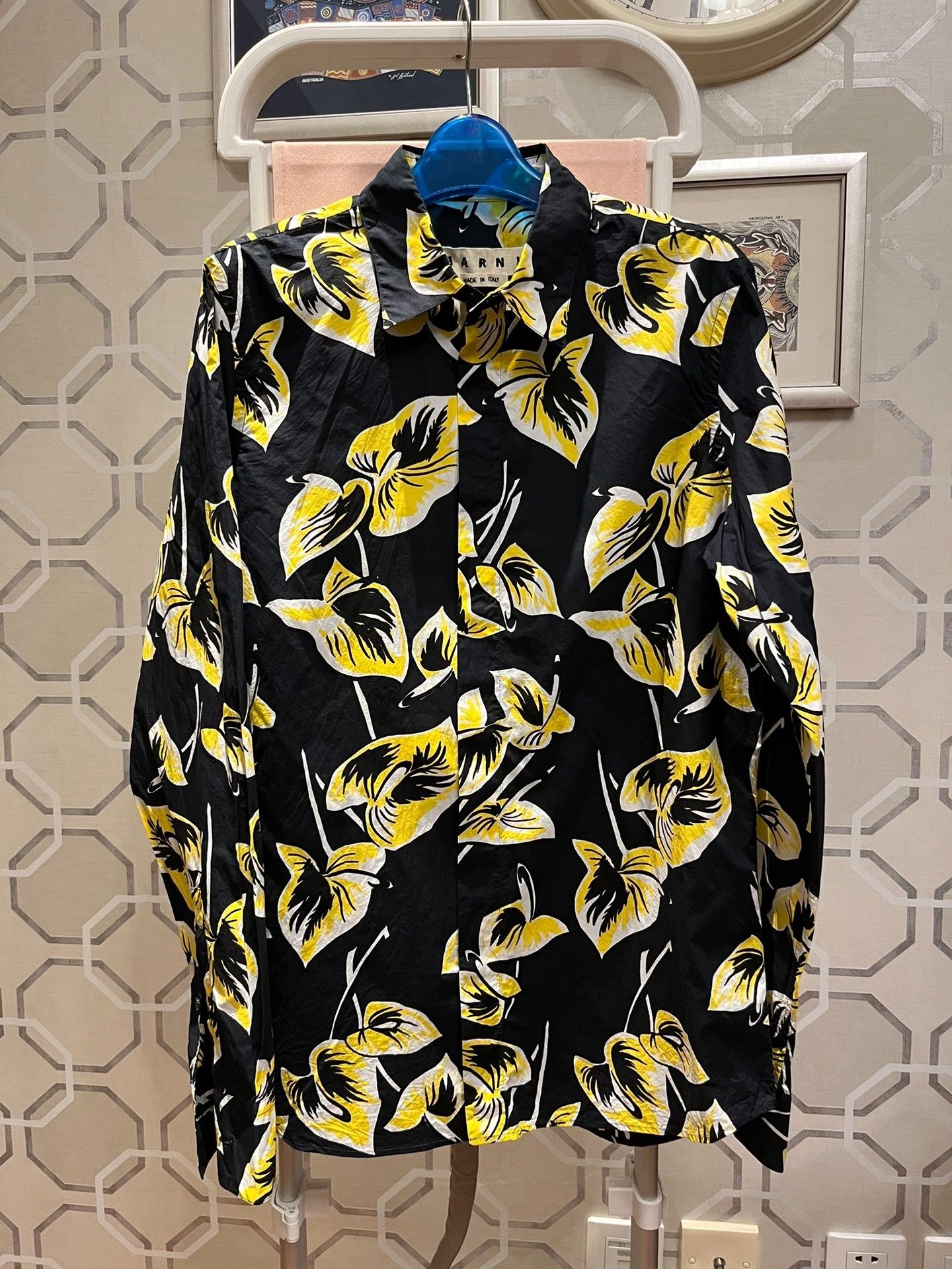 Marni Marni Bright Yellow Floral Print Shirt Size US M / EU 48-50 / 2 - 1 Thumbnail