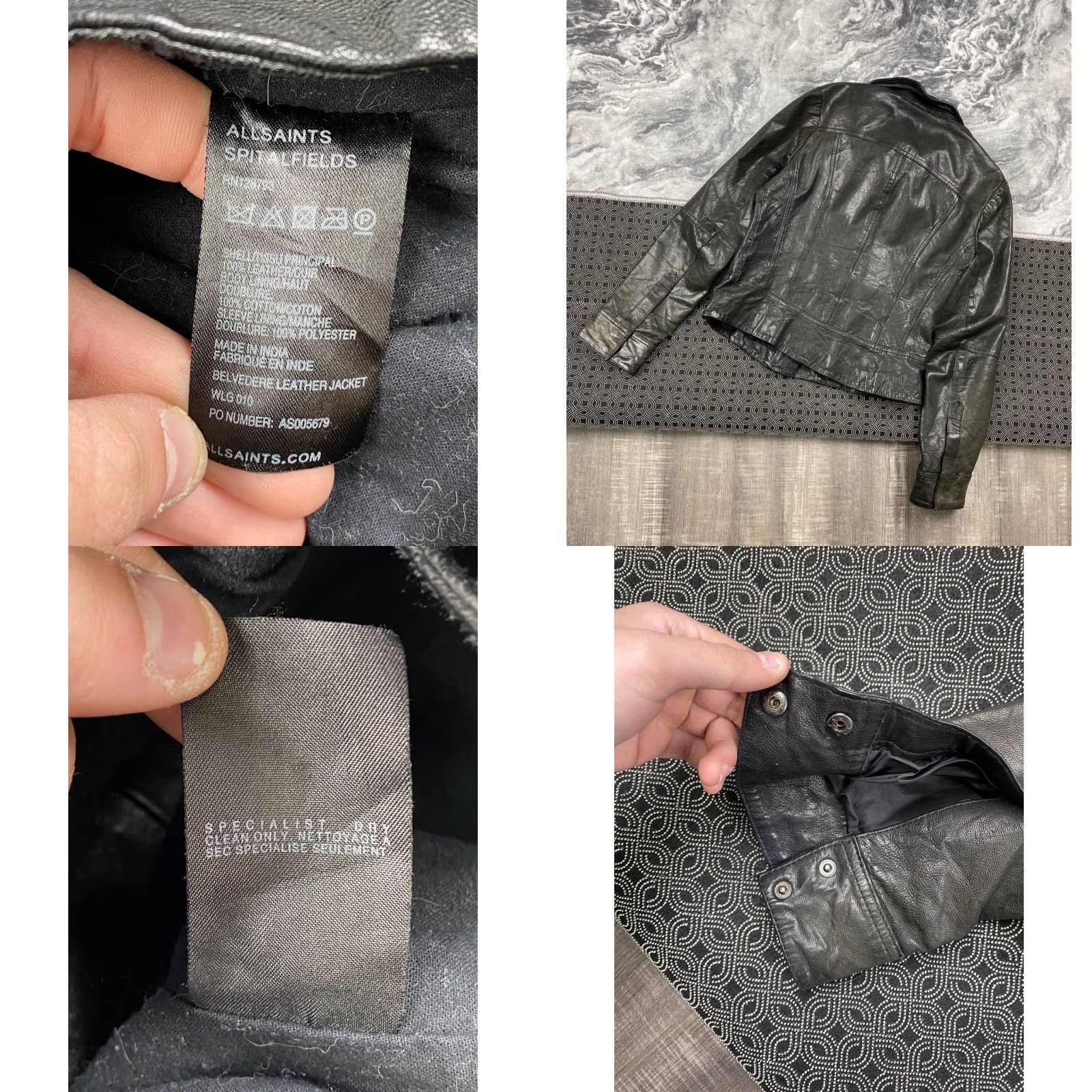 Allsaints VINTAGE AllSaints Belvedere Leather Jacket Women 14 Black Leather Jacket Zip Biker 14 Womens Size XL / US 12-14 / IT 48-50 - 8 Thumbnail