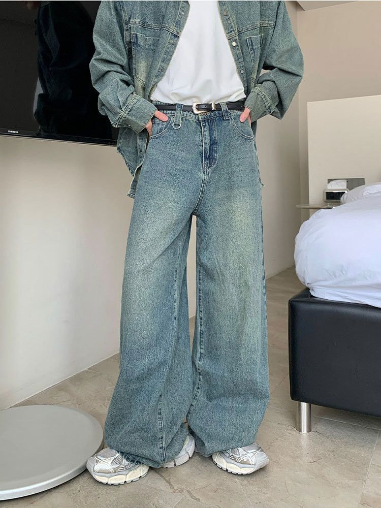 Japanese Brand × Jean Retro distressed washed American wide-leg loose casual jeans Size US 32 / EU 48 - 2 Thumbnail
