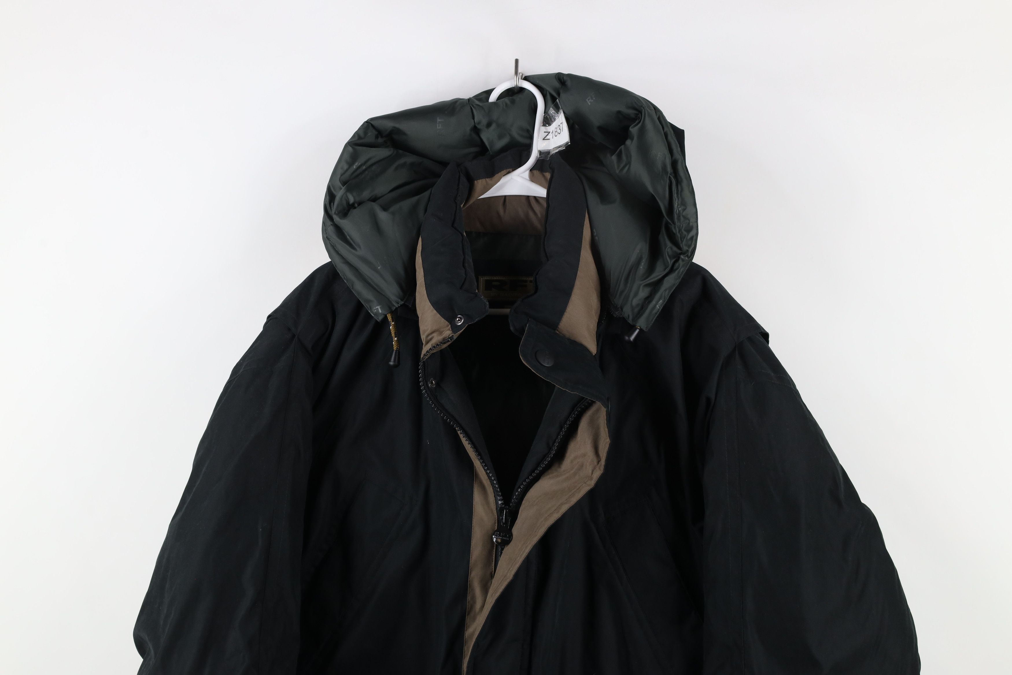 Vintage Vintage 90s Streetwear Duck Down Hooded Puffer Jacket Black Size US XL / EU 56 / 4 - 2 Thumbnail