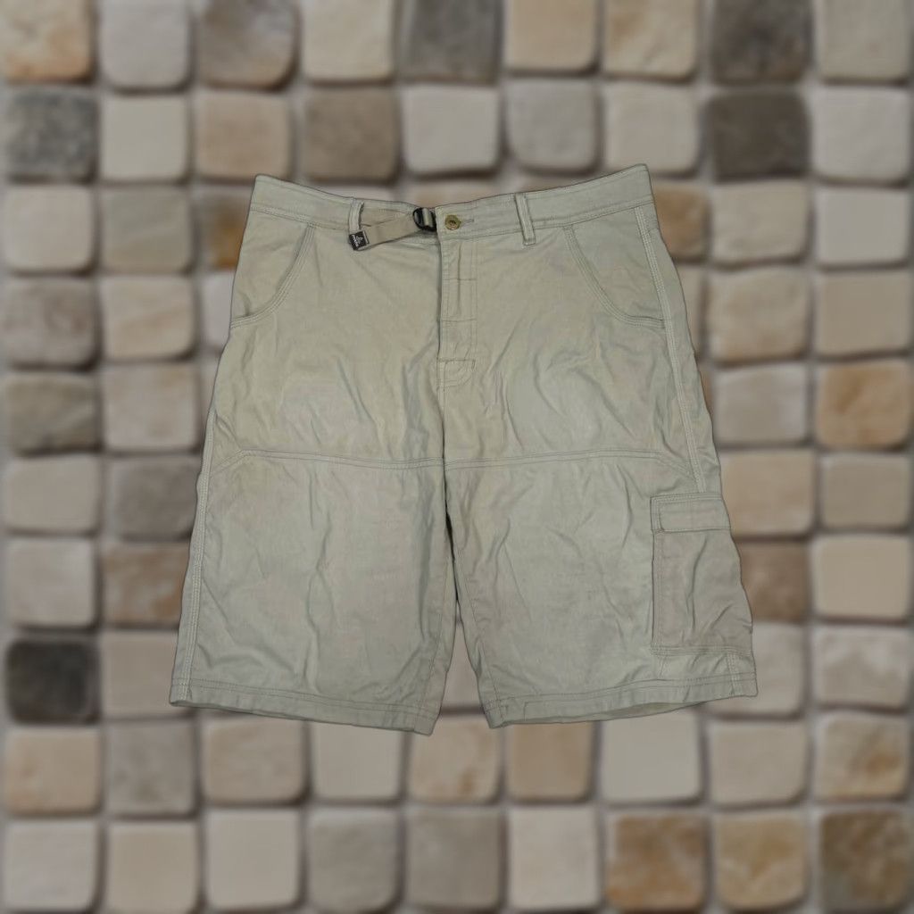 Prana prAna Breathe Cargo Shorts Mens Large Beige Logo Stretch Mid Rise HikingShorts Size US 33 - 1 Thumbnail