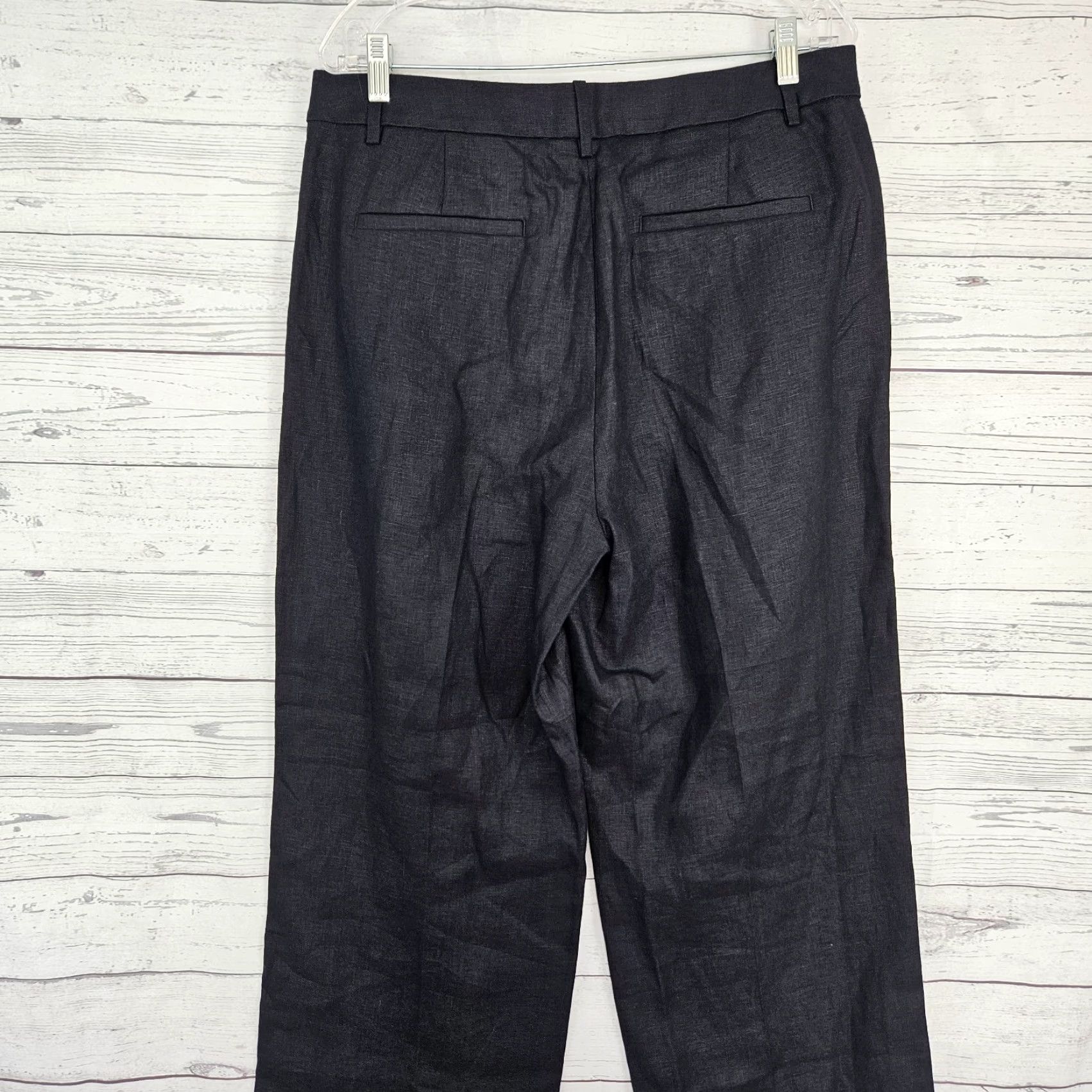 Banana Republic Banana Republic Palm a Straight Leg Linen Pants Sz 12 Black High Rise Women’s Pants Size 34" / US 12 / IT 48 - 4 Thumbnail