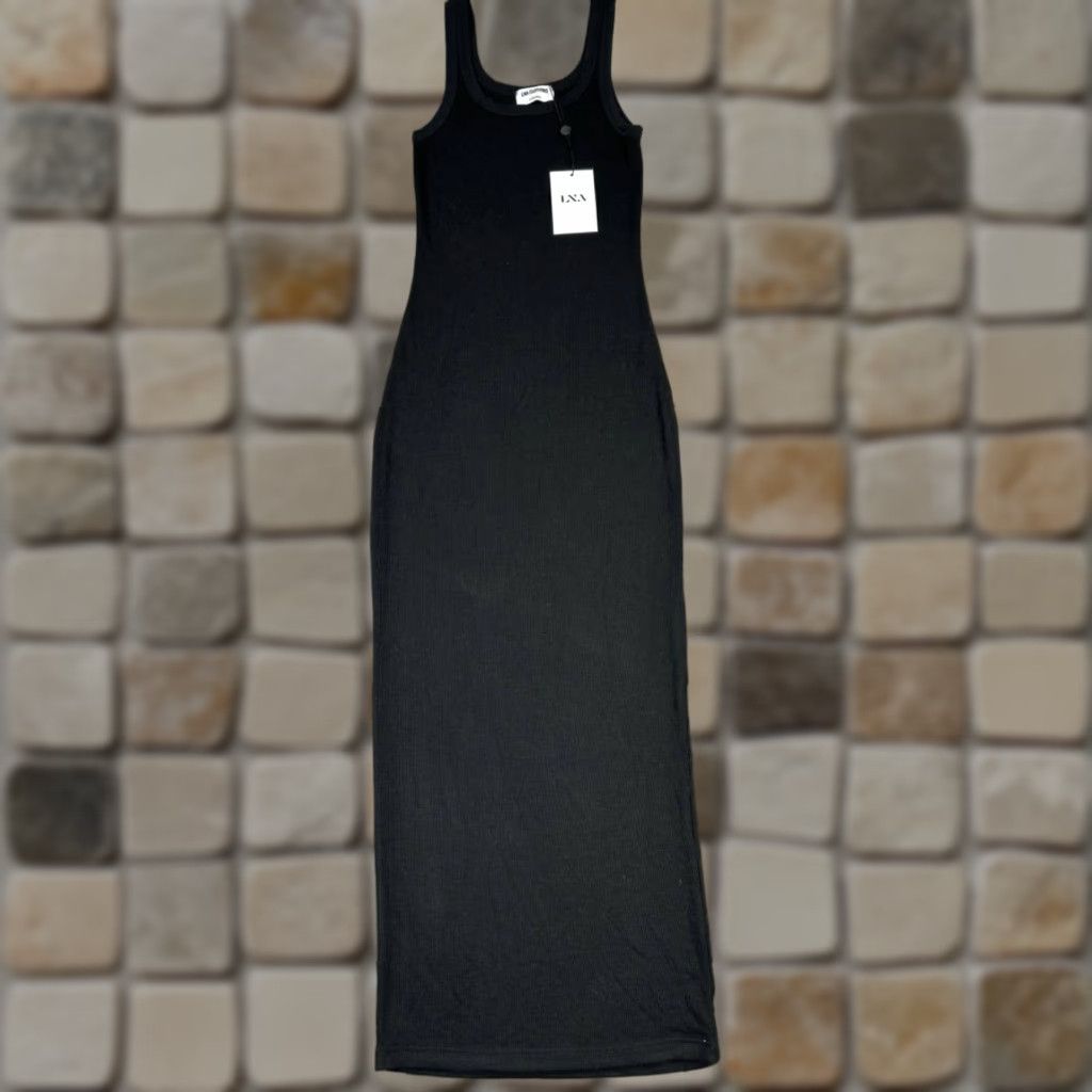Lna Dress Womens XS Black Knit Bodycon New Ribbed Rayon Sleeveless Short Dress LNA Women XS Black Knit Bodycon
