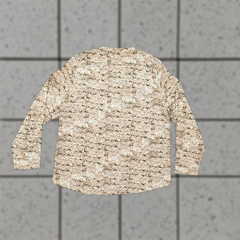 Calvin Klein Calvin Klein Blouse Women's XL Snakeskin Print Button Down Long Sleeve Tan Top Shirt Size XL / US 12-14 / IT 48-50 - 1 Thumbnail