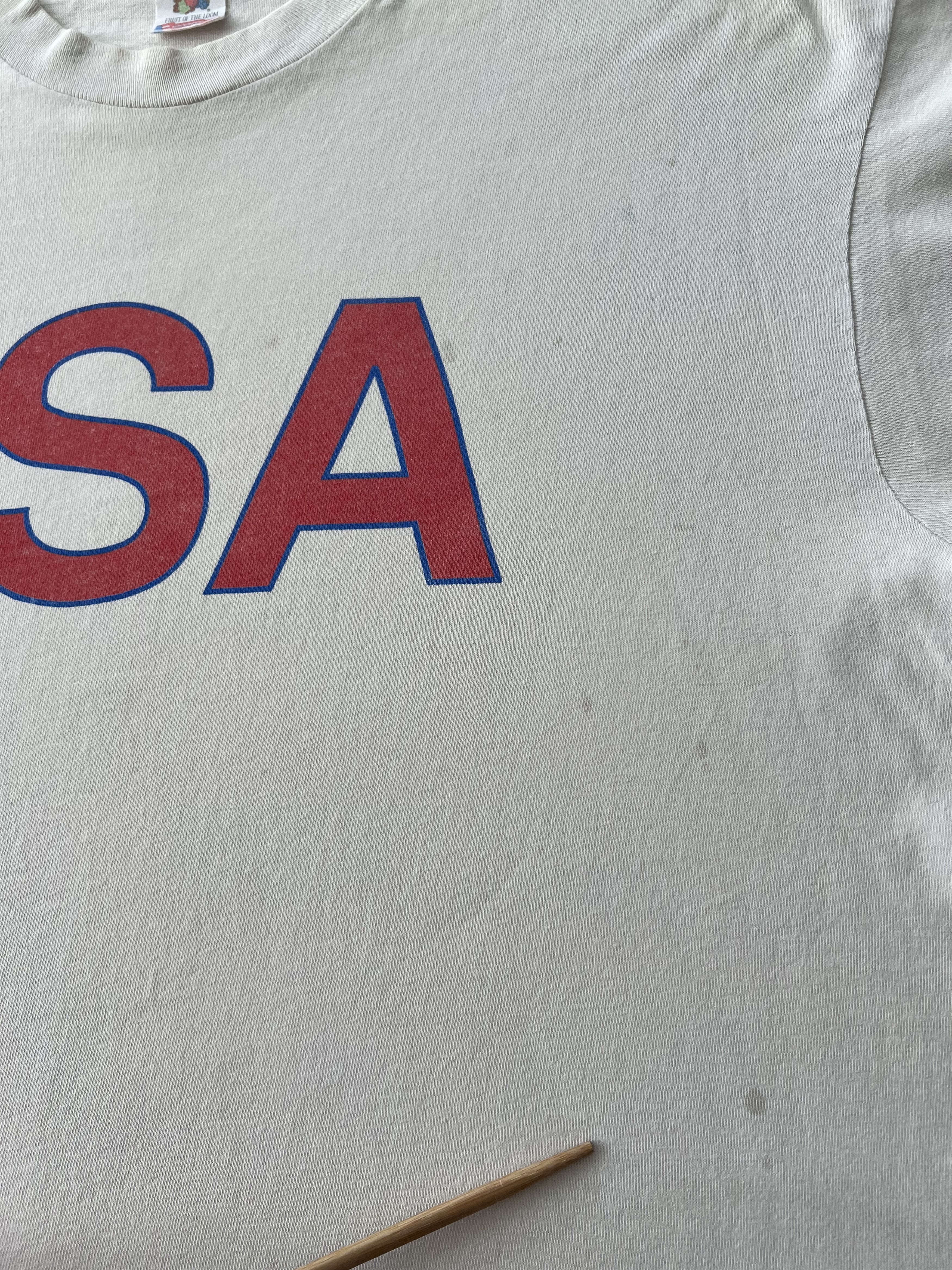 Vintage Vintage 90s USA Graphic Logo Country White T-shirt Size US XL / EU 56 / 4 - 5 Thumbnail
