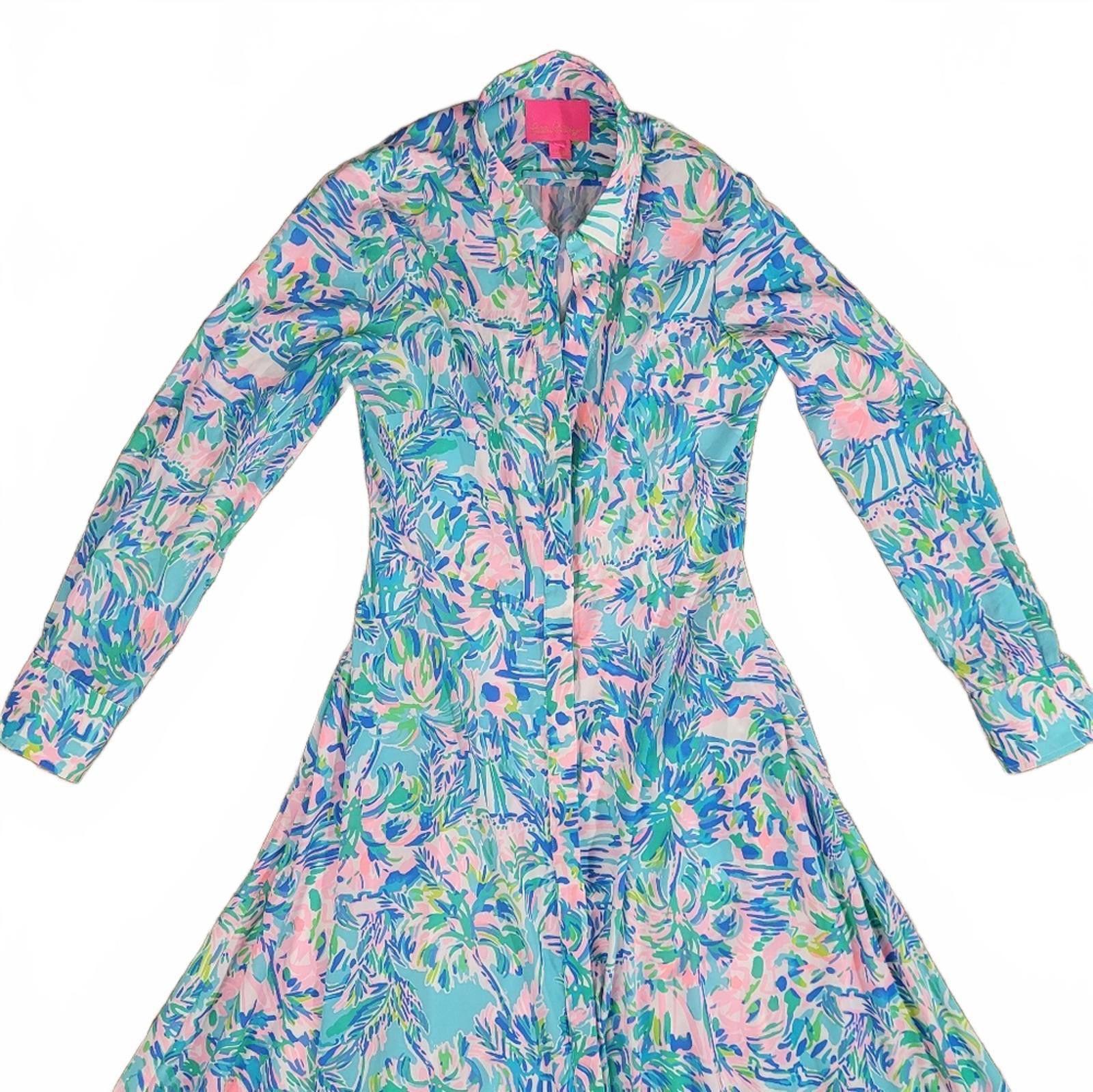 Lilly Pulitzer Lilly Pulitzer Blue and Pink Floral Midi Dress Size S / US 4 / IT 40 - 3 Thumbnail