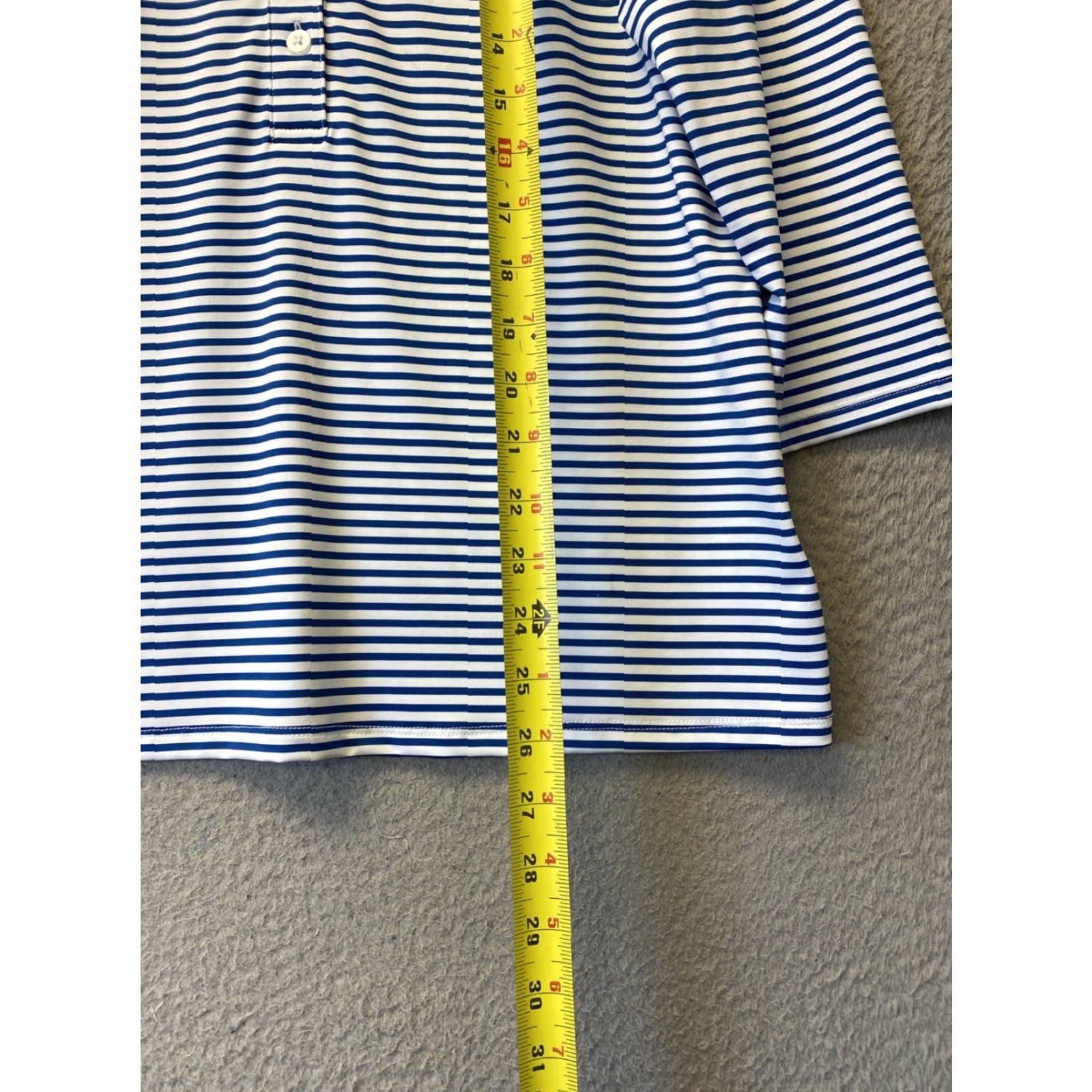 Lands' End VINTAGE Lands' End Active Shirt Woman Casual 3/4 Sleeve Collared Nylon Spandex Blue White Striped M Adults Womens Size M / US 6-8 / IT 42-44 - 4 Thumbnail