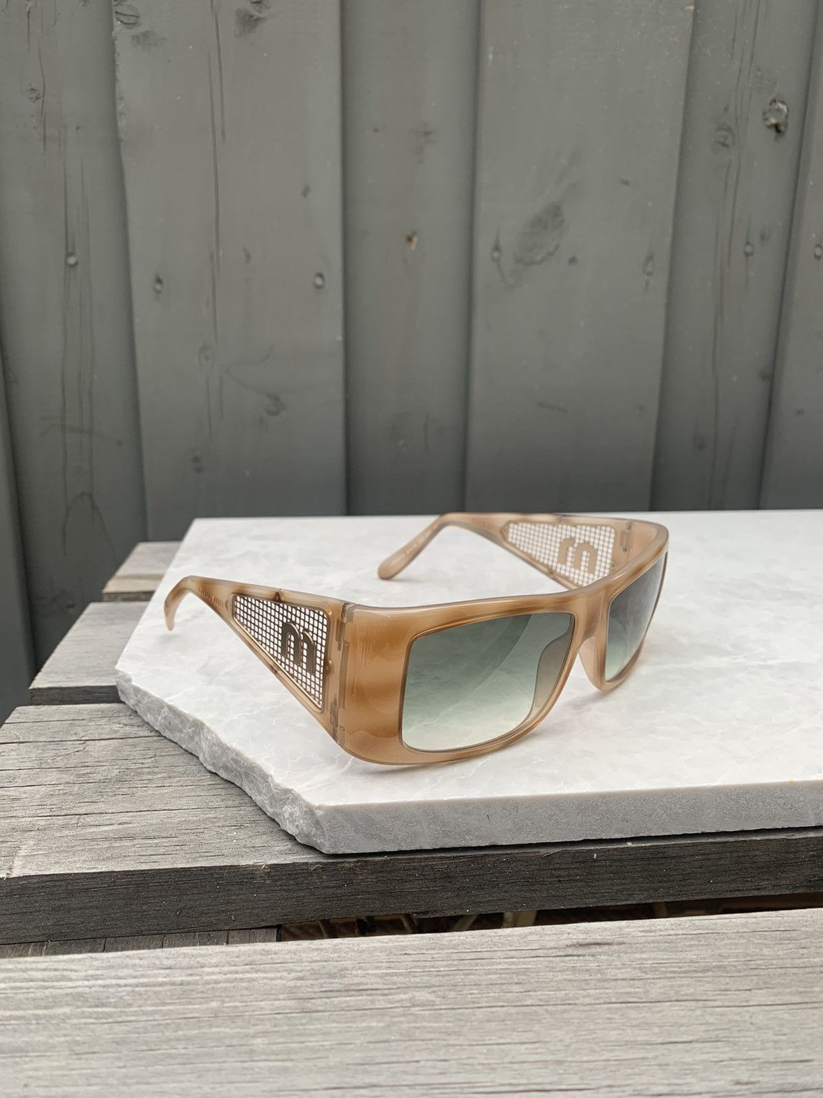 Miu Miu × Prada × Vintage 2000s Miu Miu Sunglasses Mesh Side Y2K Vintage Prada SMU01H Size ONE SIZE - 8 Thumbnail