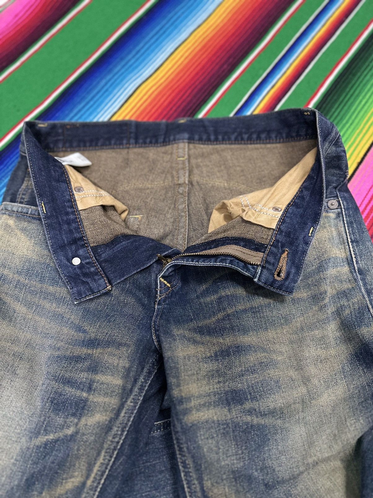 Kapital 💥Edwin💥 Distress Denim Exclusive Vintage Zipper Rare Pocket💥 Size US 32 / EU 48 - 11 Thumbnail