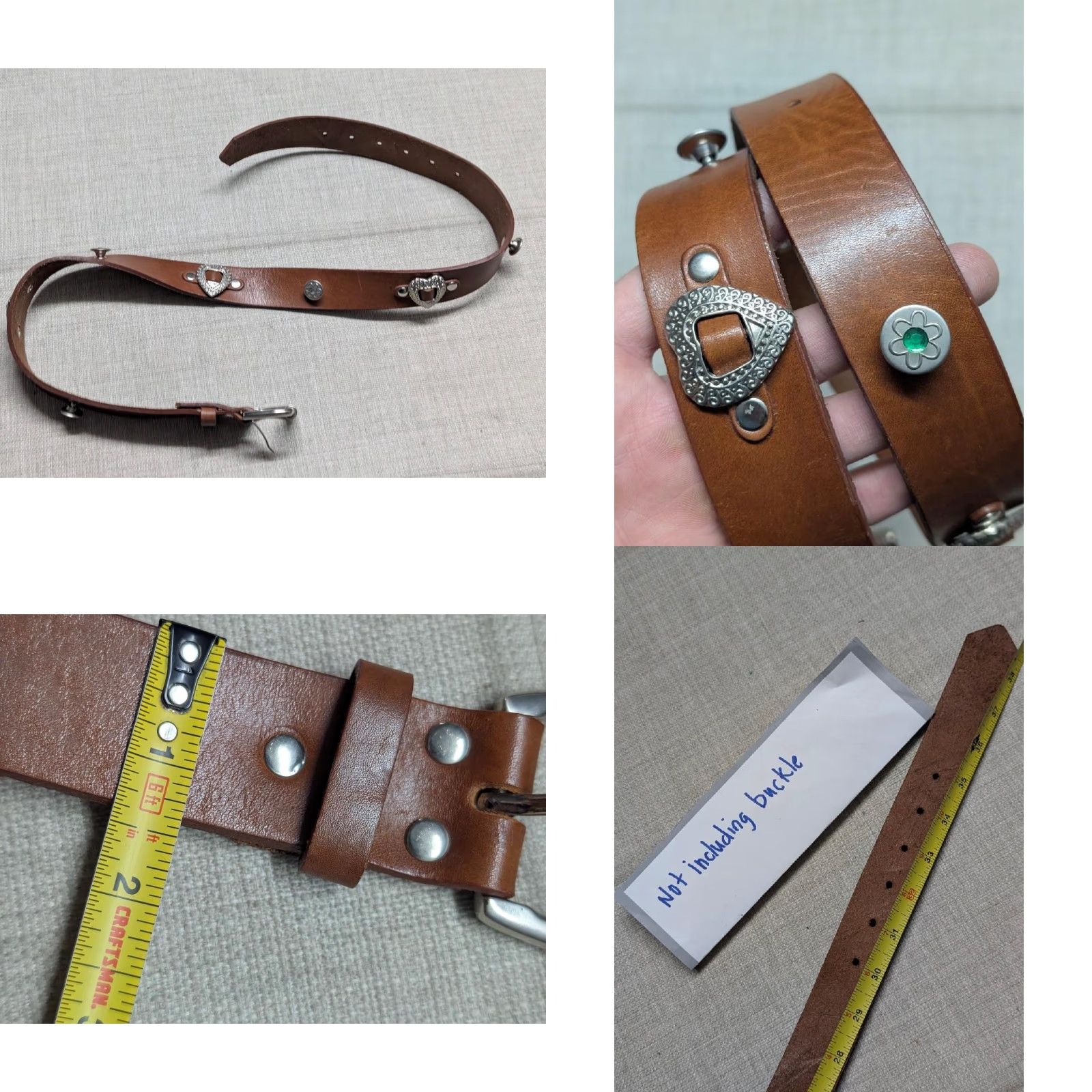 Vintage VINTAGE handcrafted brown concho belt western cowhide leather 32 He ARTS Mens Size 32 - 8 Thumbnail