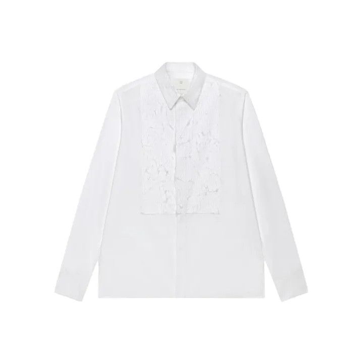 Givenchy Givenchy SS23 Men's White Lace Collar Long Sleeve Shirt Size US XXS / EU 40 - 1 Thumbnail