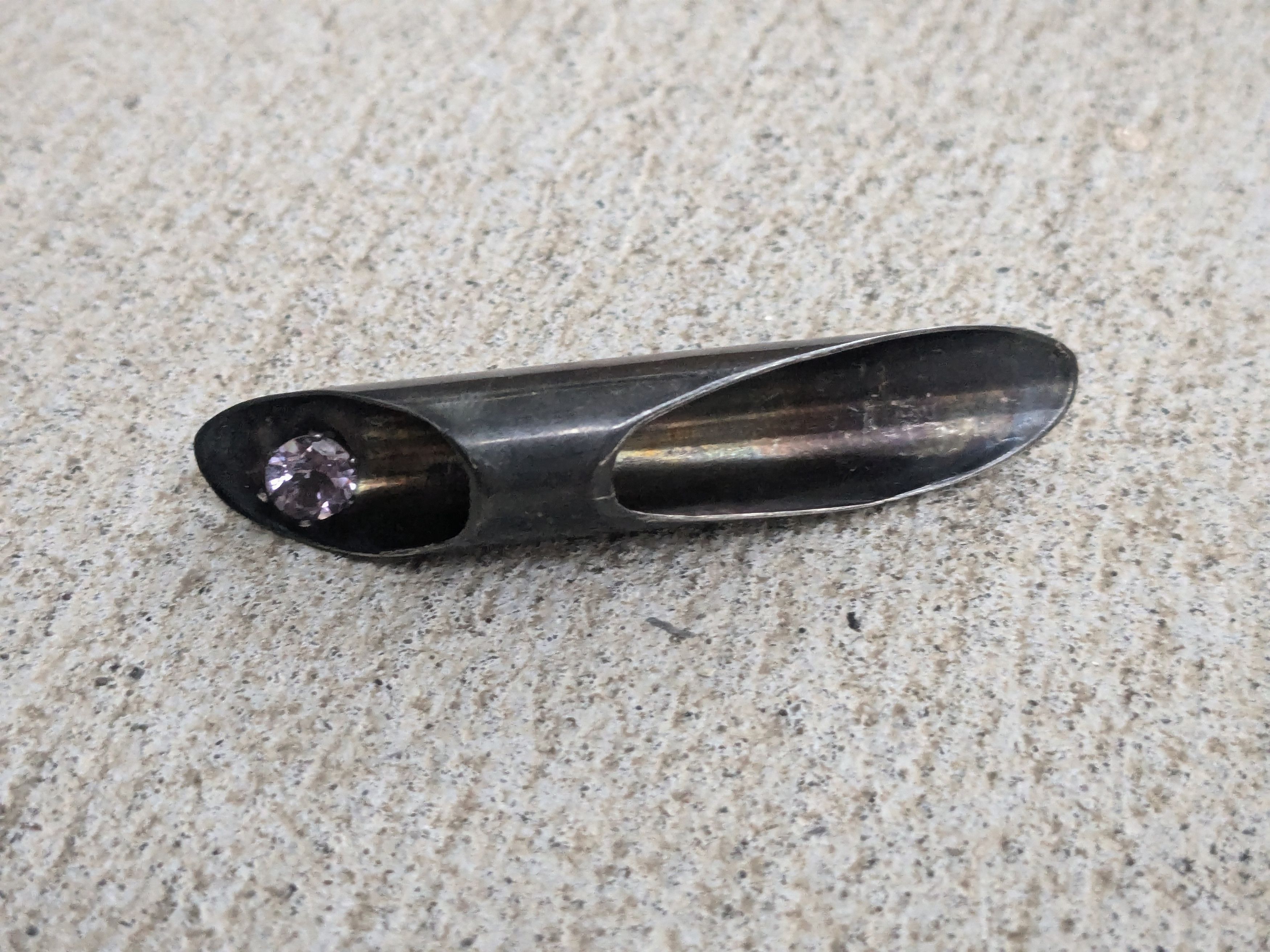Jewelry × Vintage Vintage Sterling Silver Pin Purple Modern Abstract MCM Size ONE SIZE - 4 Thumbnail