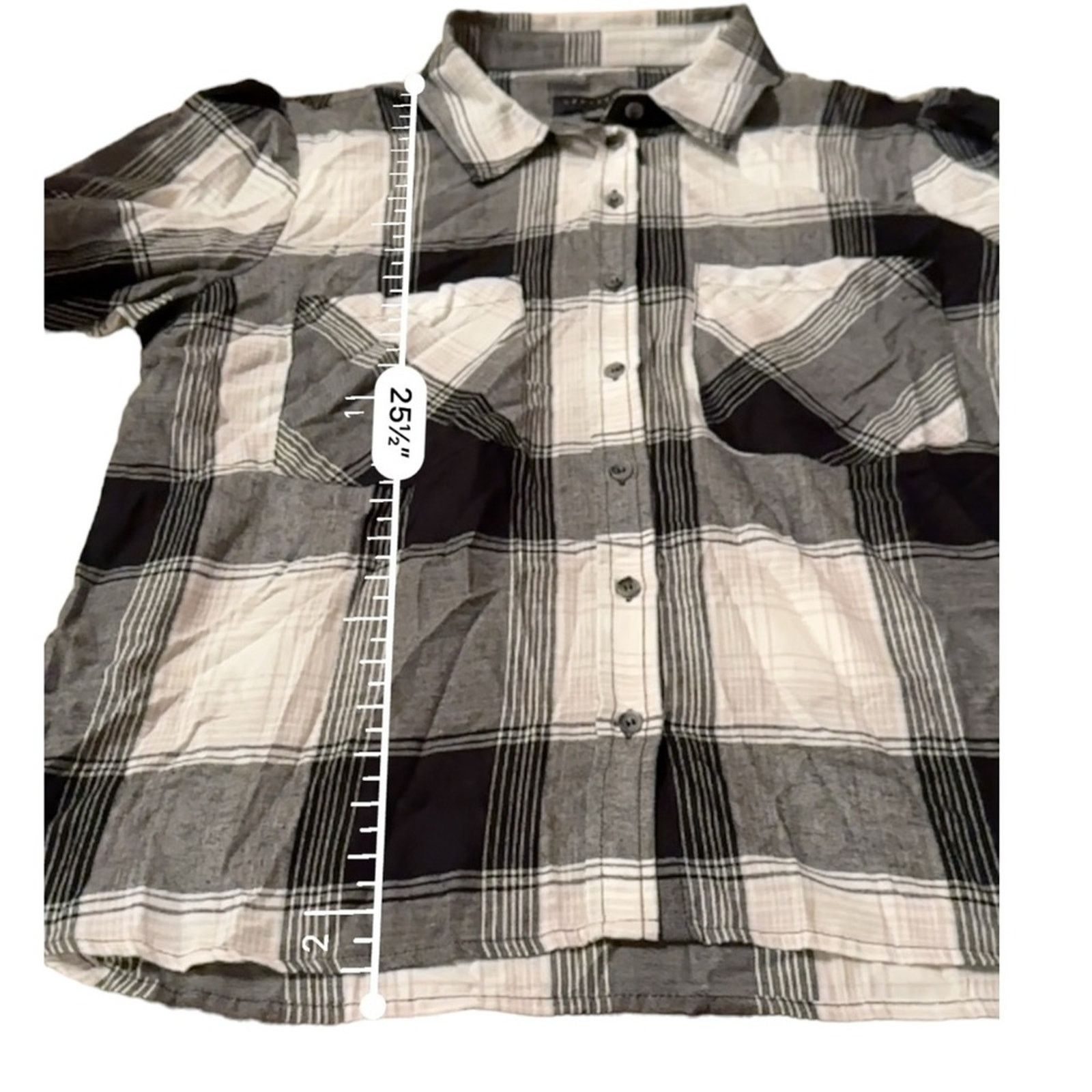 Sanctuary Sanctuary Leading Lady Black & White Plaid Button Down Shirt Size XL / US 12-14 / IT 48-50 - 8 Thumbnail