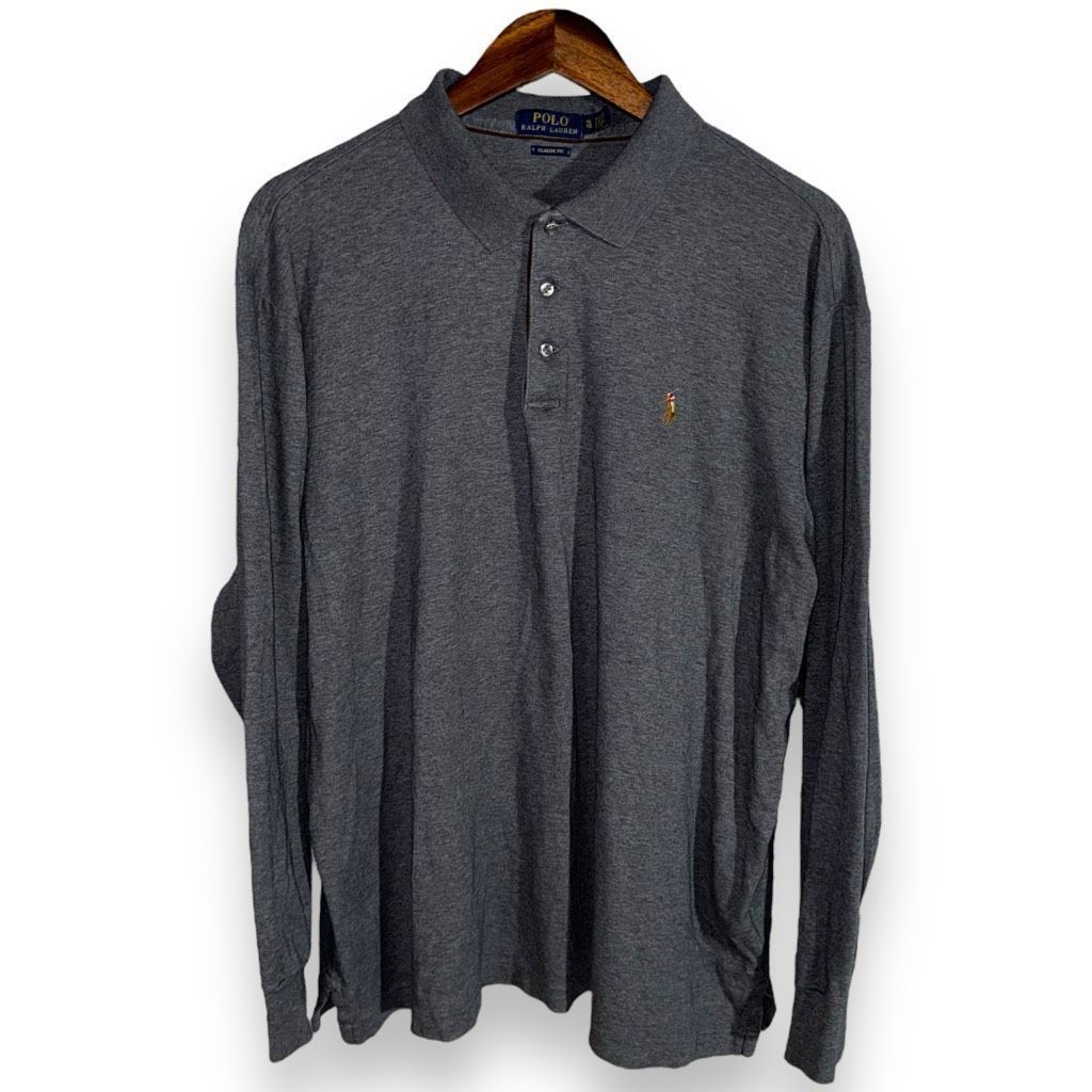 Polo Ralph Lauren Gray Polo Ralph Lauren L/S Flesh Pony Polo Shirt Size XL Size US XL / EU 56 / 4 - 1 Thumbnail
