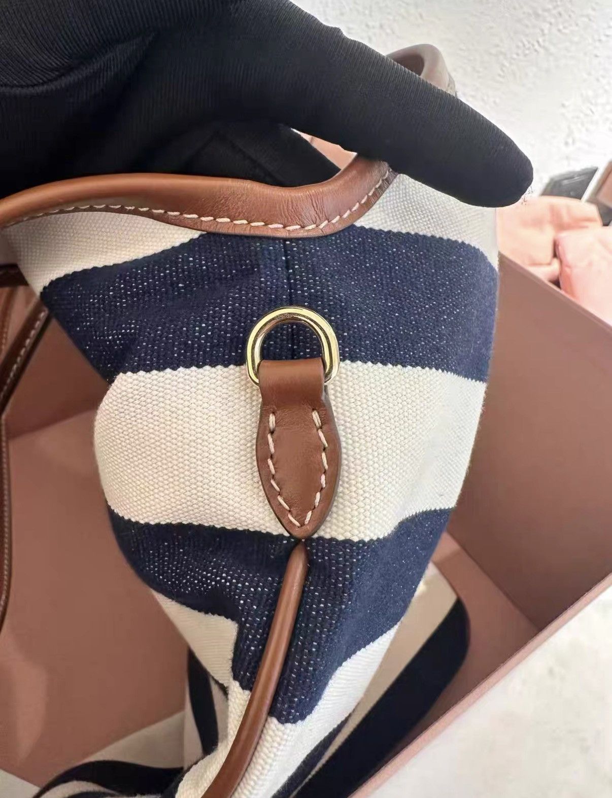 Miu Miu Miu Miu Ivy Tote, navy striped canvas J38 Size ONE SIZE - 4 Thumbnail
