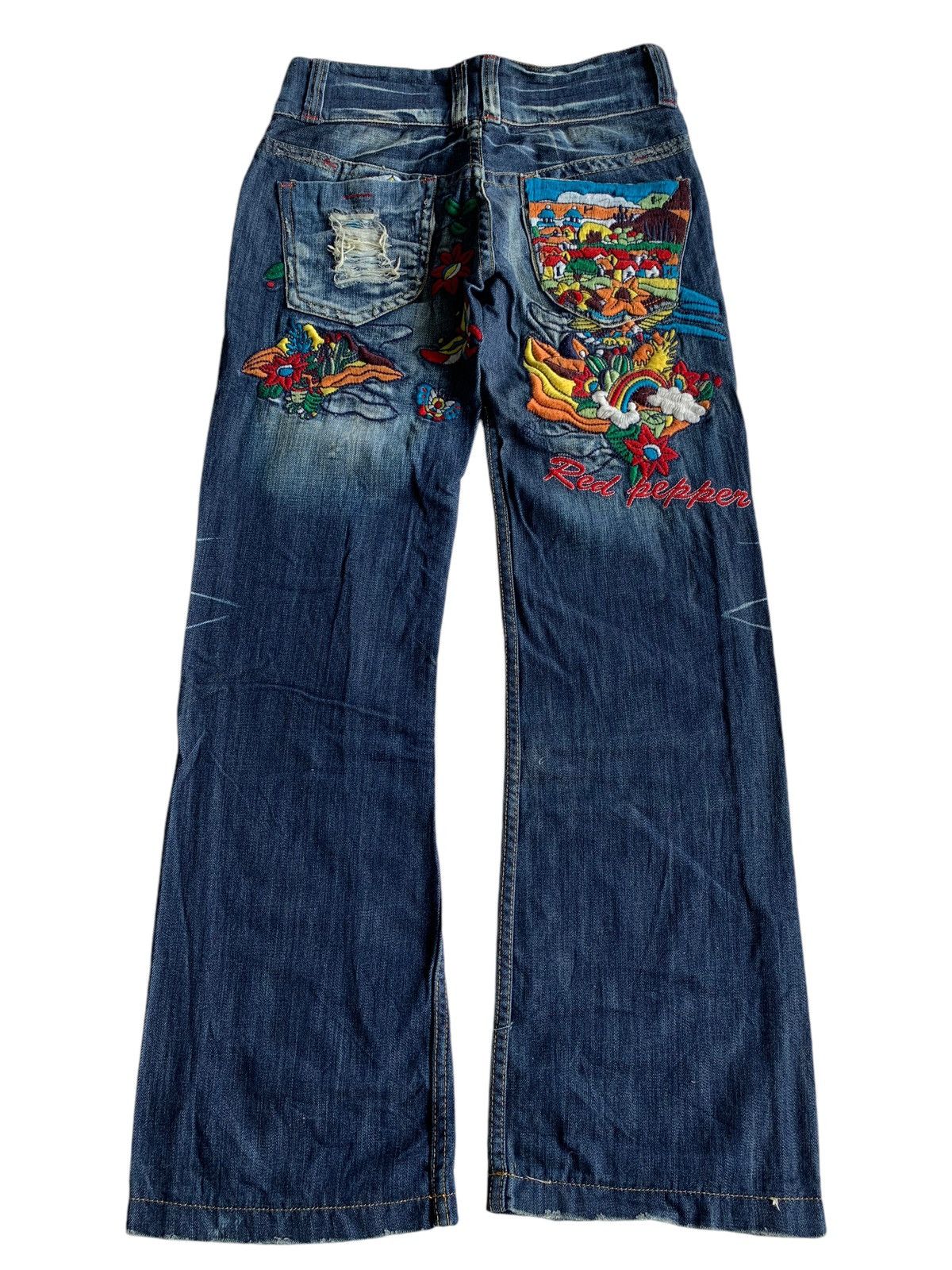 Tornado Mart FLARE RED PEPPER JAPANESE PUNK STYLE DISTRESSED DENIM🌈☠️ Size US 30 / EU 46 - 3 Thumbnail
