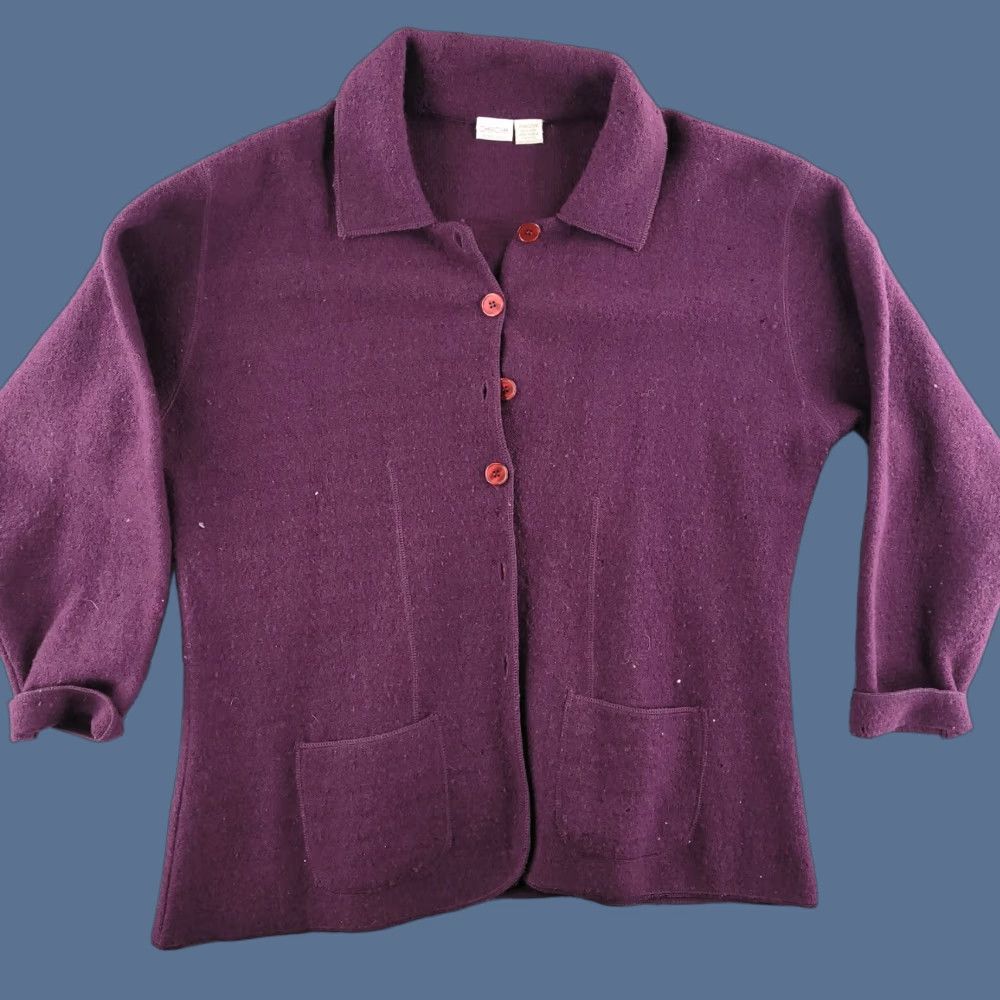 Cherokee Cherokee Womens Wool Cardigan Plus Size 18-20W Purple Button Sweater Size XXL / US 16-18 / IT 52-54 - 1 Thumbnail