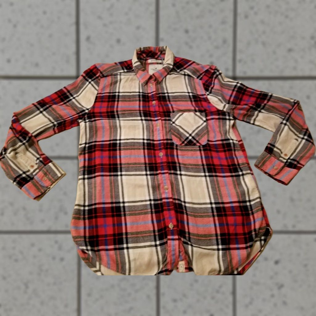 American Eagle Outfitters Womens American Eagle Outfitters Blouse Shirt M Red Cotton Button Dress-Style Top Size M / US 6-8 / IT 42-44 - 1 Thumbnail