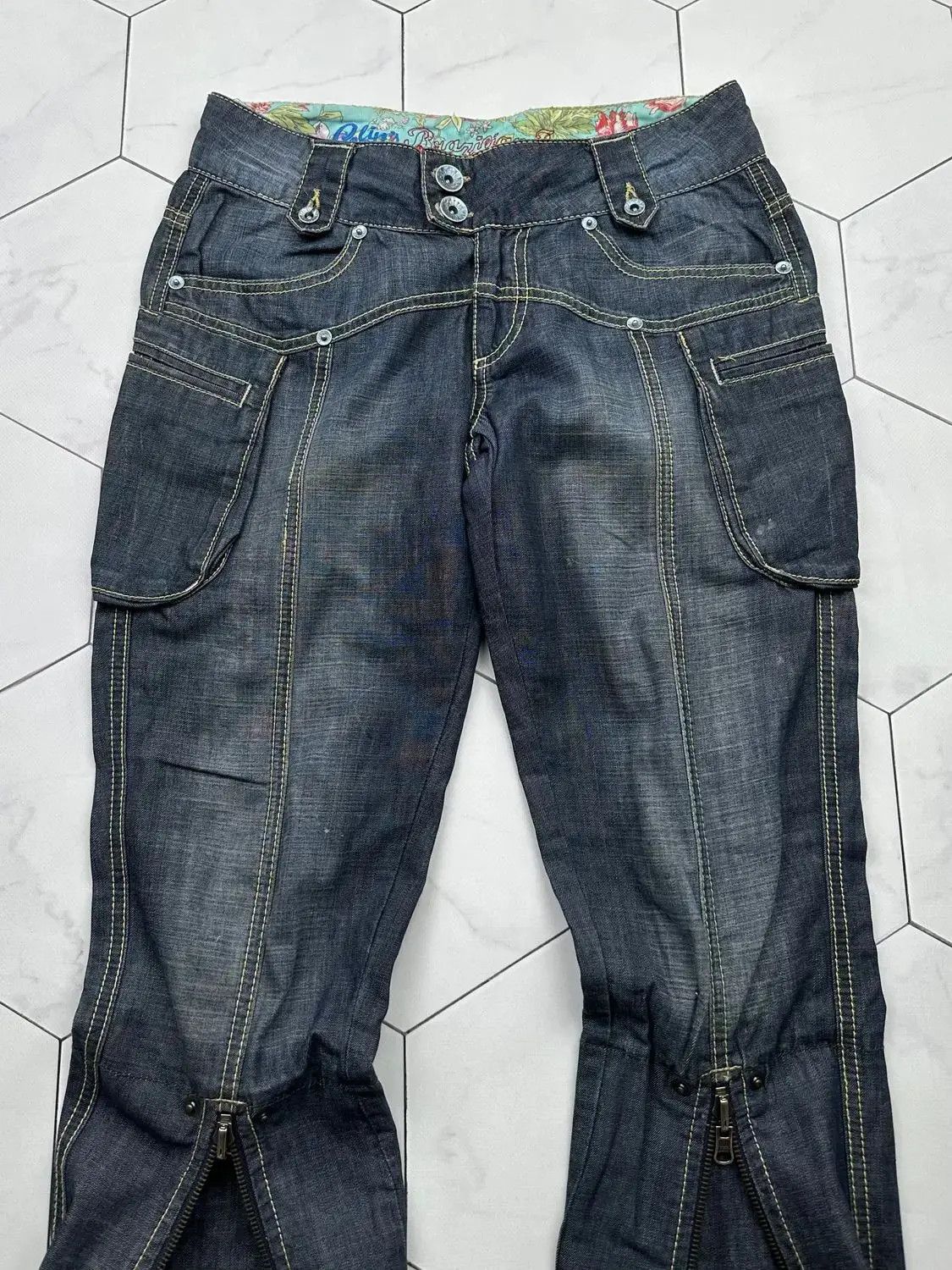 Japanese Brand Vintage Zipped Cropped Jeans (B496)E2 Size 27" / US 4 / IT 40 - 2 Thumbnail