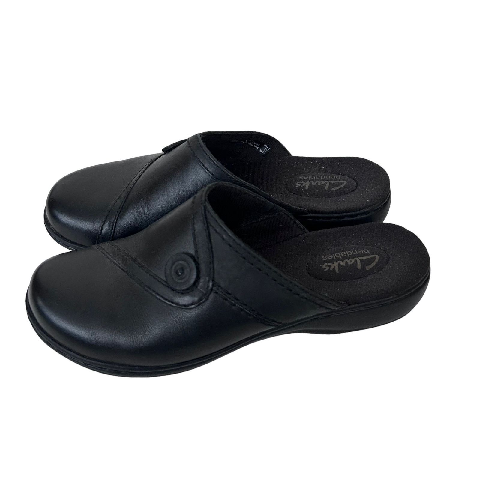 Clarks Clarks Bendables Black Leather Slip On Clogs Sz 6.5 Size US 6.5 / IT 36.5 - 4 Thumbnail