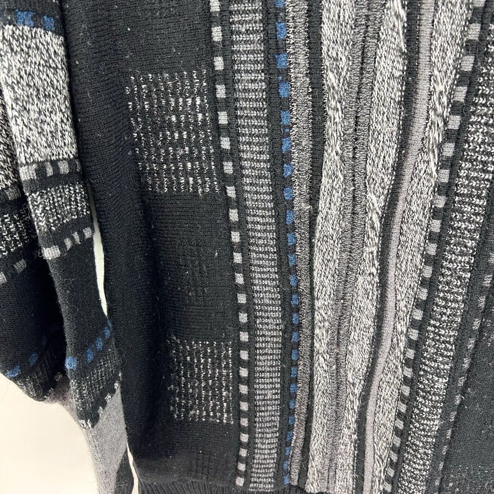 Vintage VINTAGE Grafico Italia Wool Blend Chunky-Knit Sweater Mens XL Black Geometric 80s 90s Size US XL / EU 56 / 4 - 4 Thumbnail