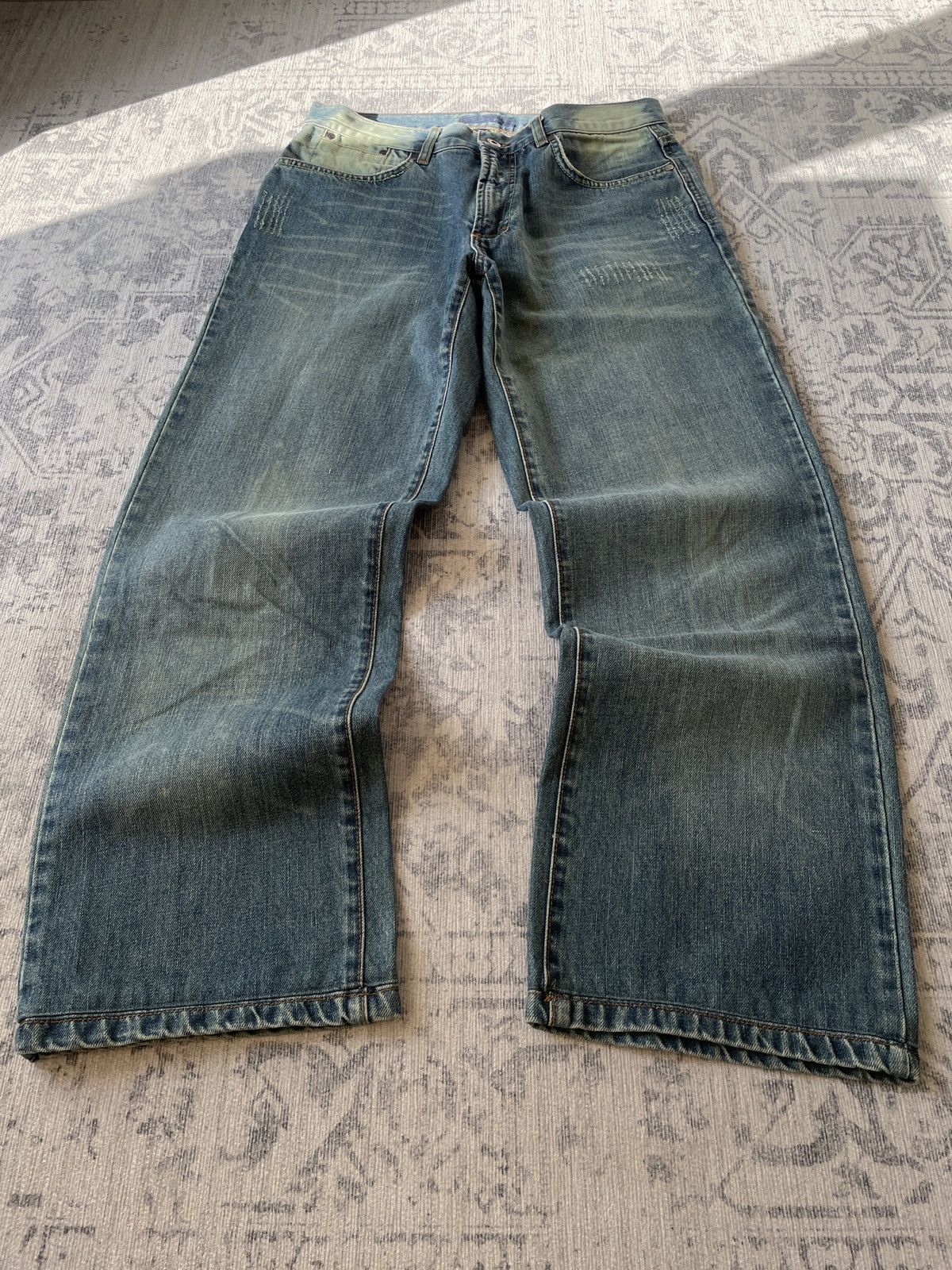 Pre-owned Hysteric Glamour X If Six Was Nine Japan Vintage Washed Faded Y2k Flared Wide Baggy Denim Jeans In Blue