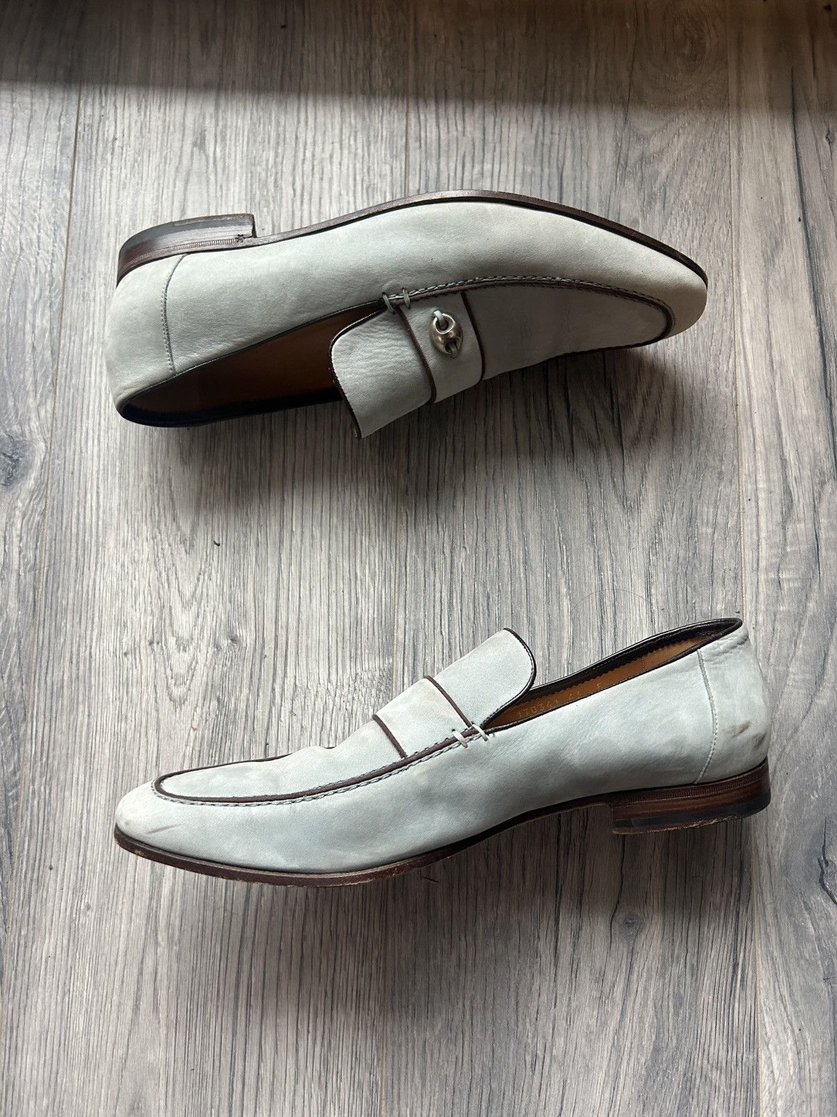 Gucci Gucci Light Blue Suede Loafers with Metal Accent - Size 43E Size US 10 / EU 43 - 6 Thumbnail