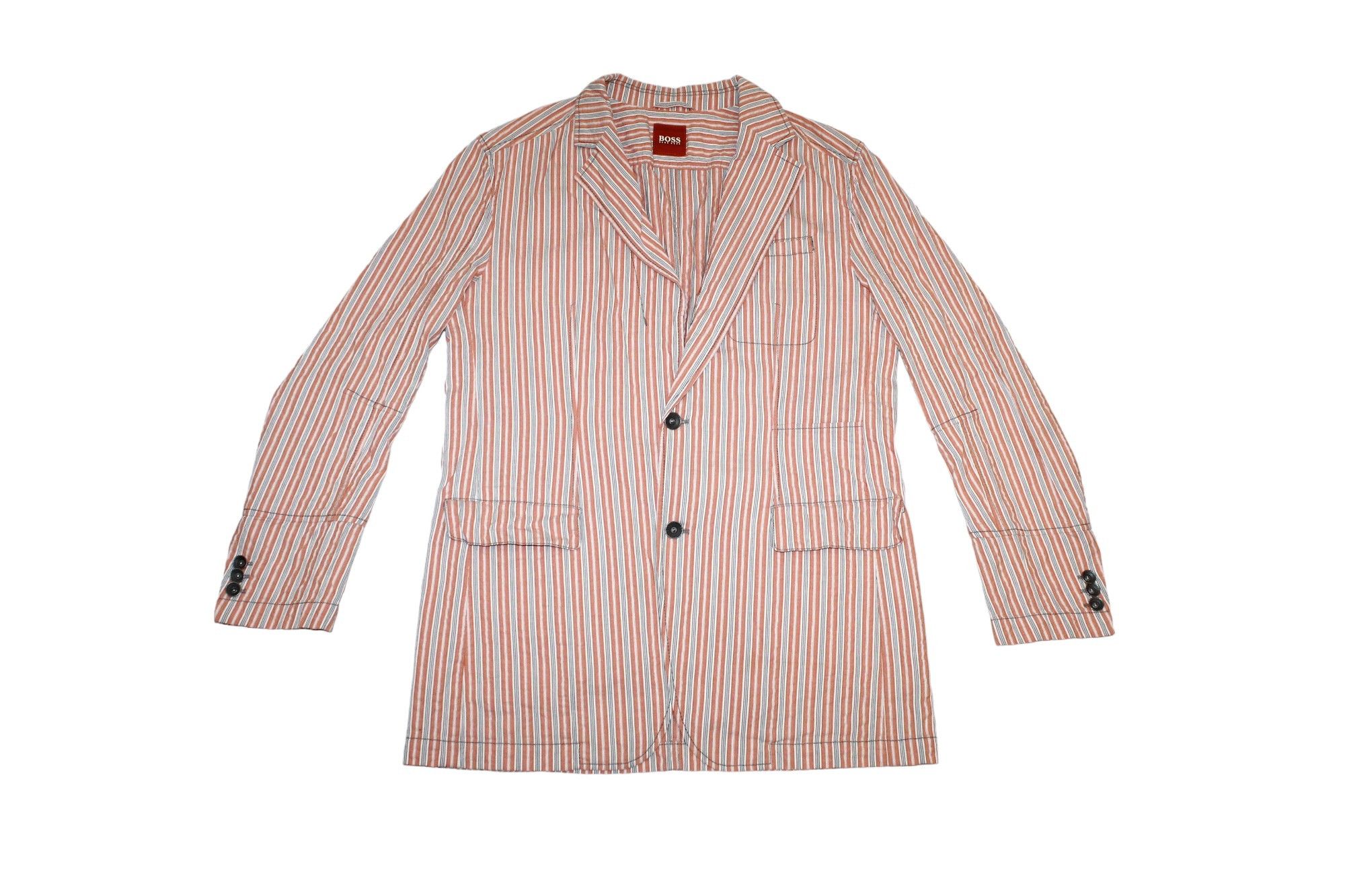 Hugo Boss 🔥90's Boss Orange Cotton Striped Hickory Blazer Jacket Size US L / EU 52-54 / 3 - 2 Thumbnail