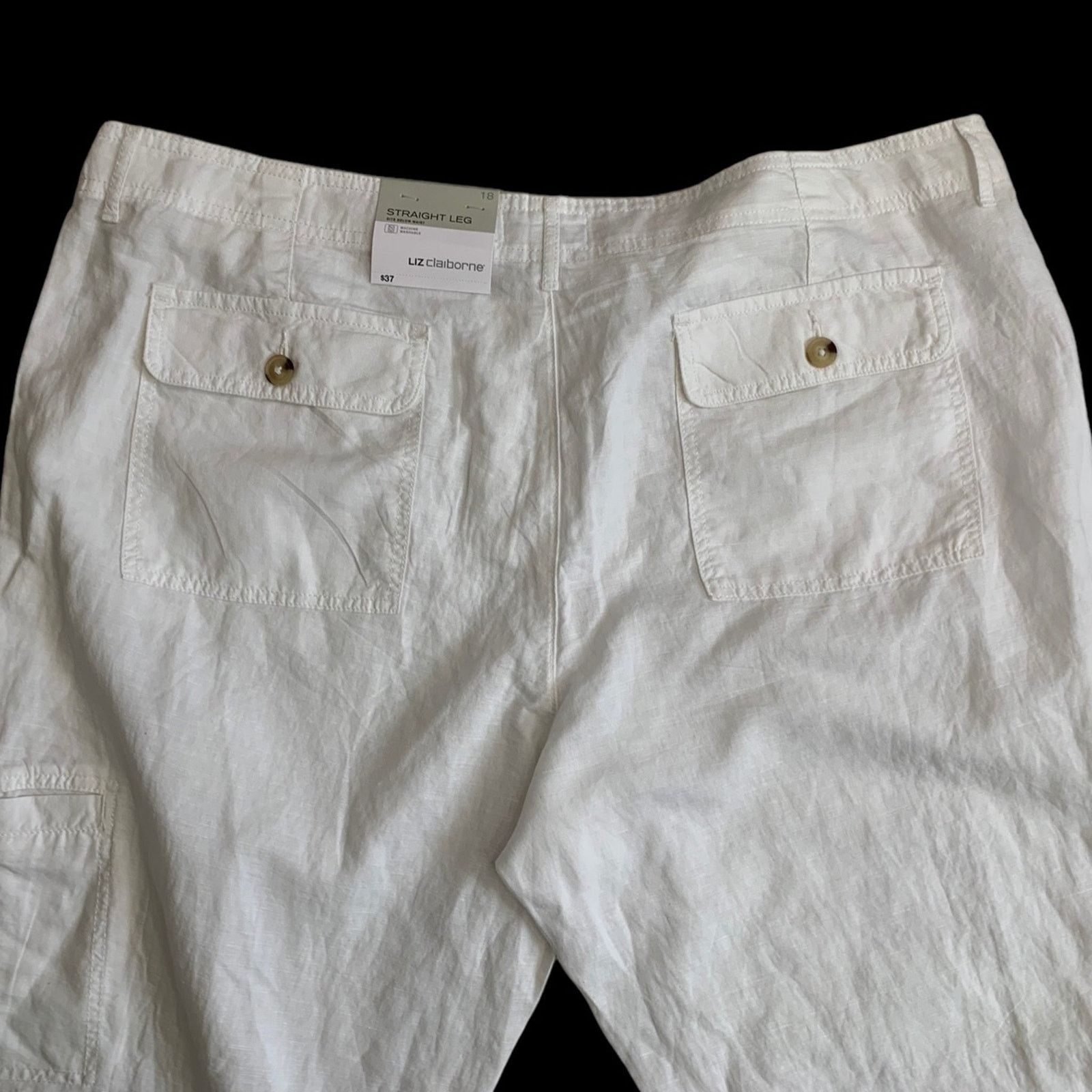 Liz Claiborne Liz Claiborne Pants White Linen Blend Hi-Rise Women Size 18 Size 40" / US 18 - 6 Thumbnail