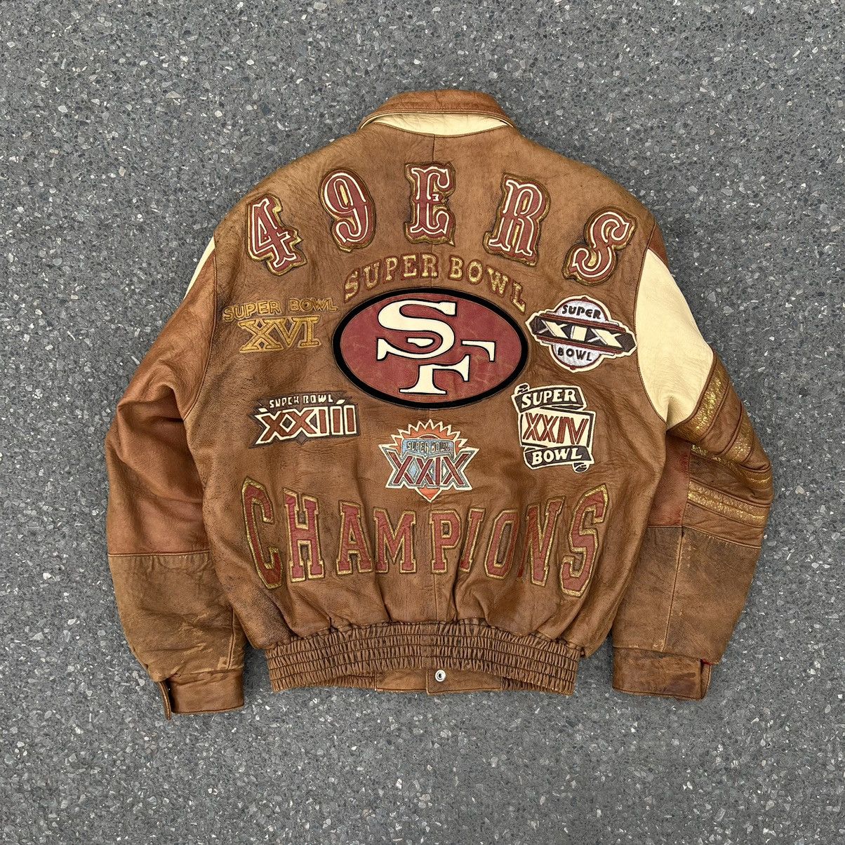 Insane Rare Item⚠️ 49ERS Distressed Leather Varsity Jacket