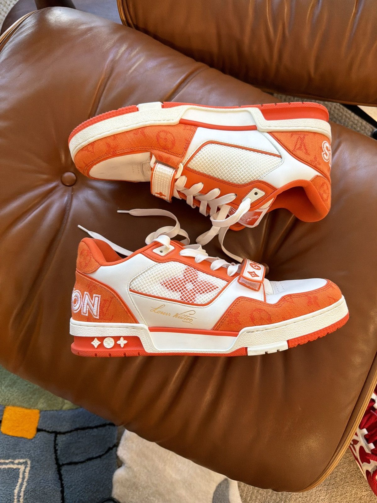 Louis Vuitton Louis Vuitton X Virgil - LV Trainer - Orange Size US 10.5 / EU 43-44 - 2 Thumbnail