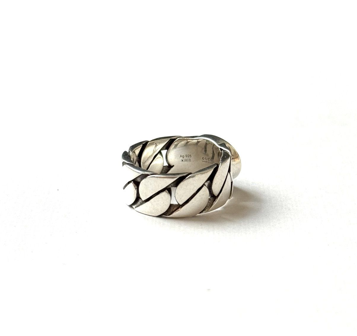 Gucci Gucci .925 Silver Thick Chain Ring Blue Size ONE SIZE - 7 Thumbnail
