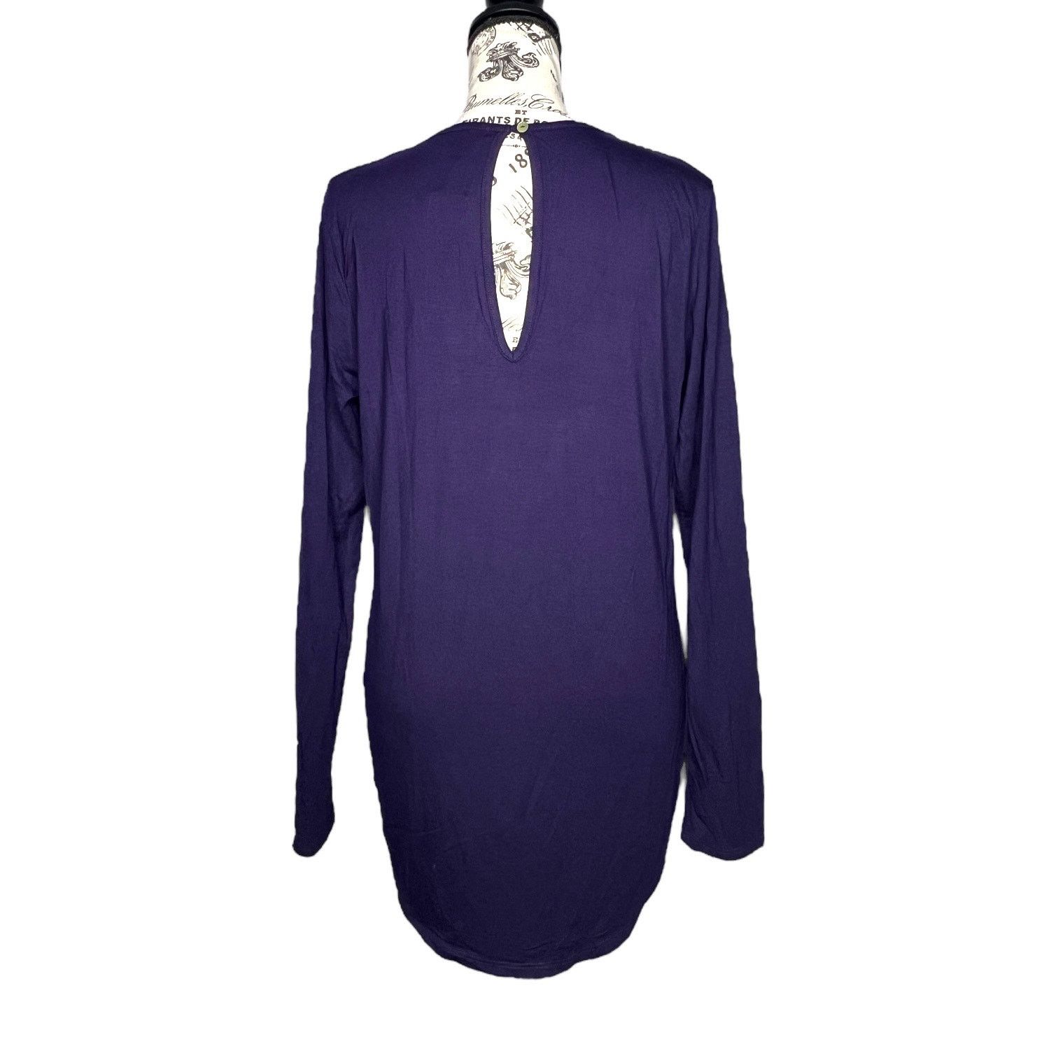 Other Knit Top Purple Long Sleeve Rounded Hem Keyhole Front Back Size M / US 6-8 / IT 42-44 - 4 Thumbnail