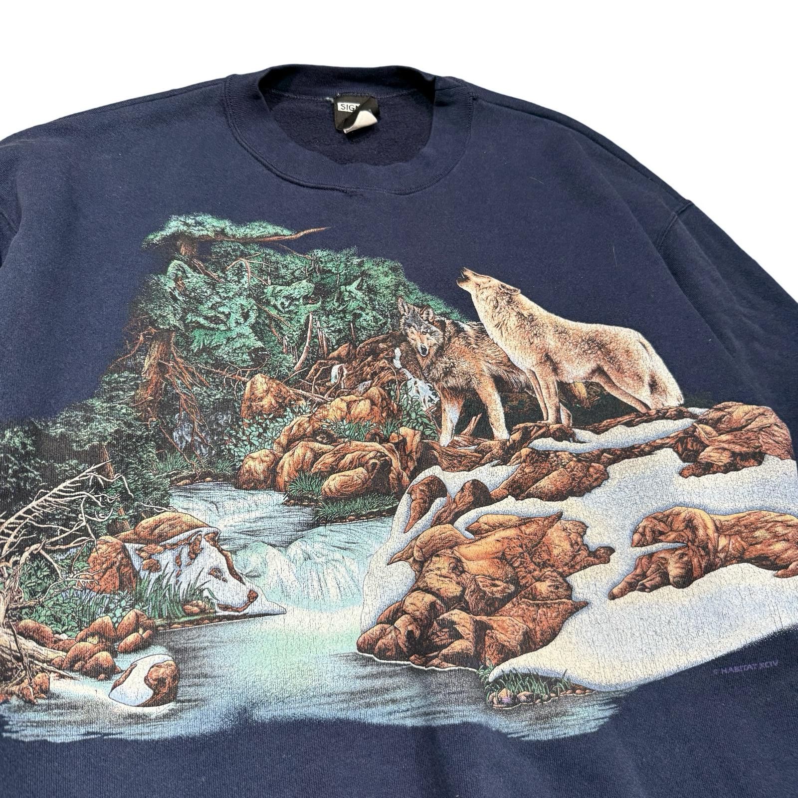 Designer Vintage Forest Wolves Graphic Crewneck Sweatshirt Size US XL / EU 56 / 4 - 3 Thumbnail