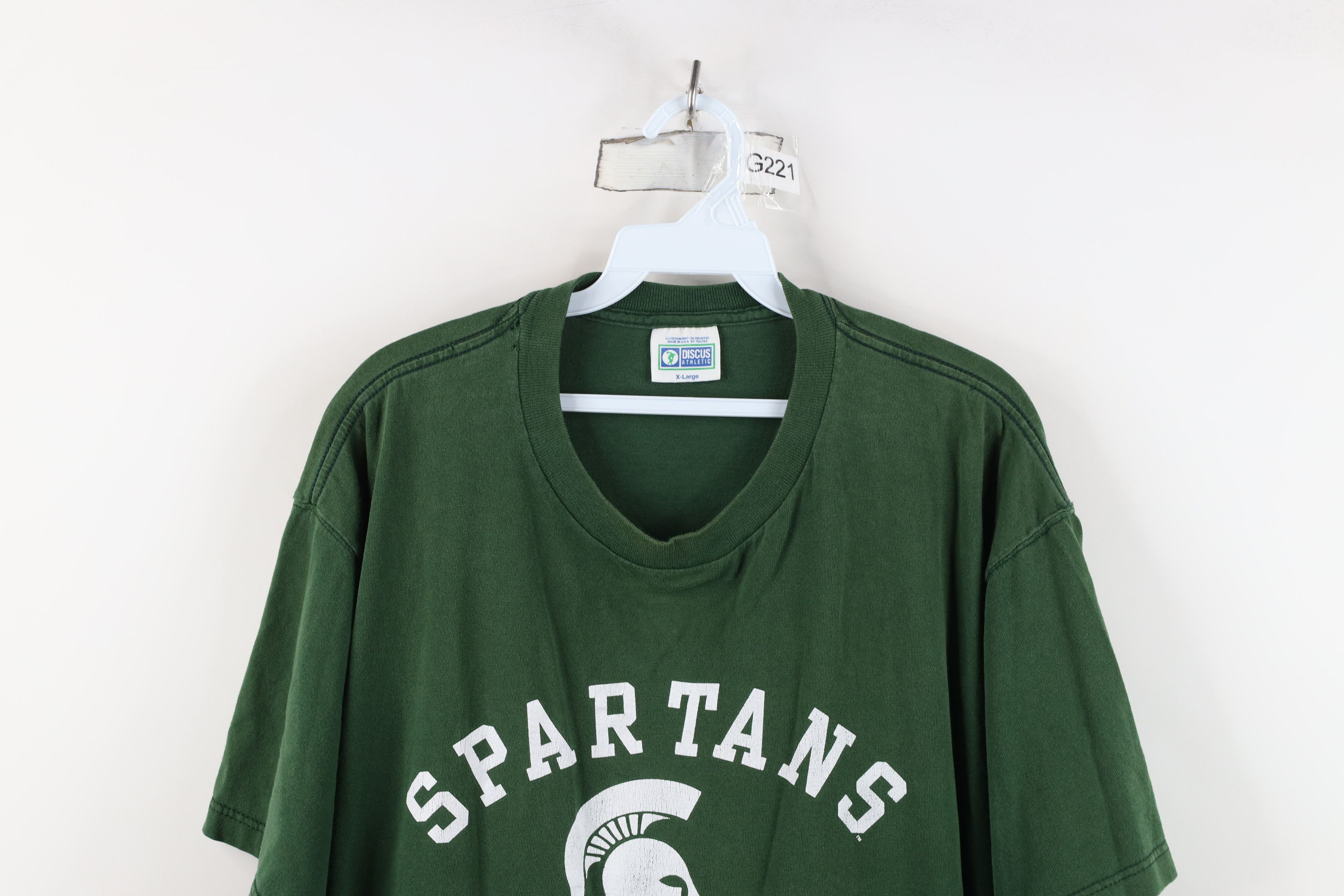 Vintage Vintage 90s Michigan State University T-Shirt Green USA Size US XL / EU 56 / 4 - 2 Thumbnail