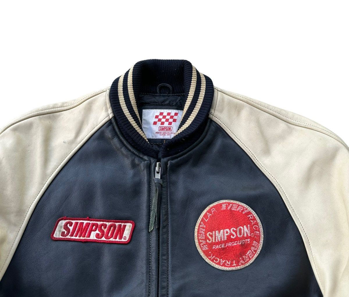 Vintage Vintage Simpson racing leather bomber jacket Size US L / EU 52-54 / 3 - 3 Thumbnail