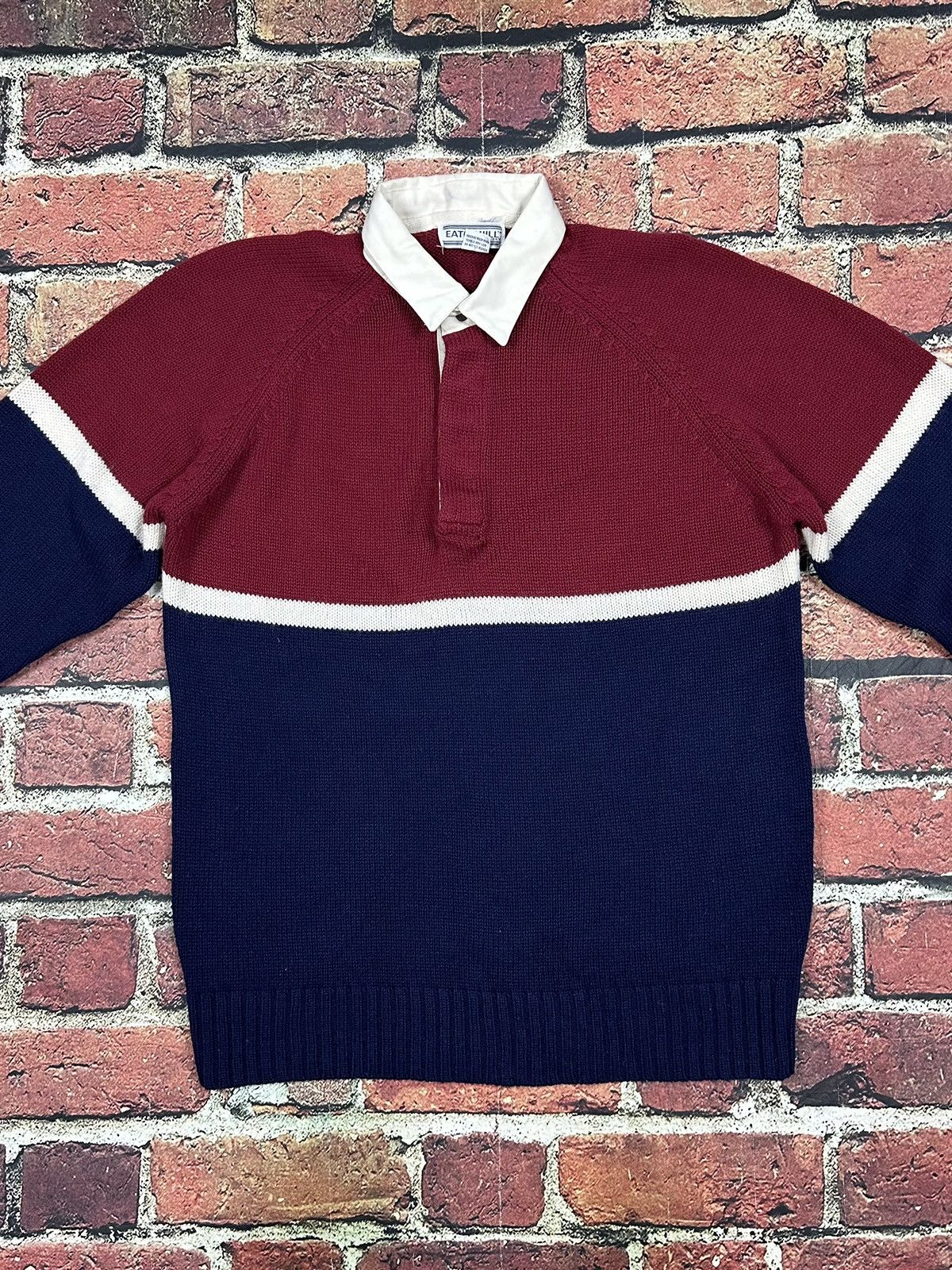 Vintage Vintage EATON HILL SPORT 1/4 Snap Button Collared Sweater Size US XL / EU 56 / 4 - 2 Thumbnail