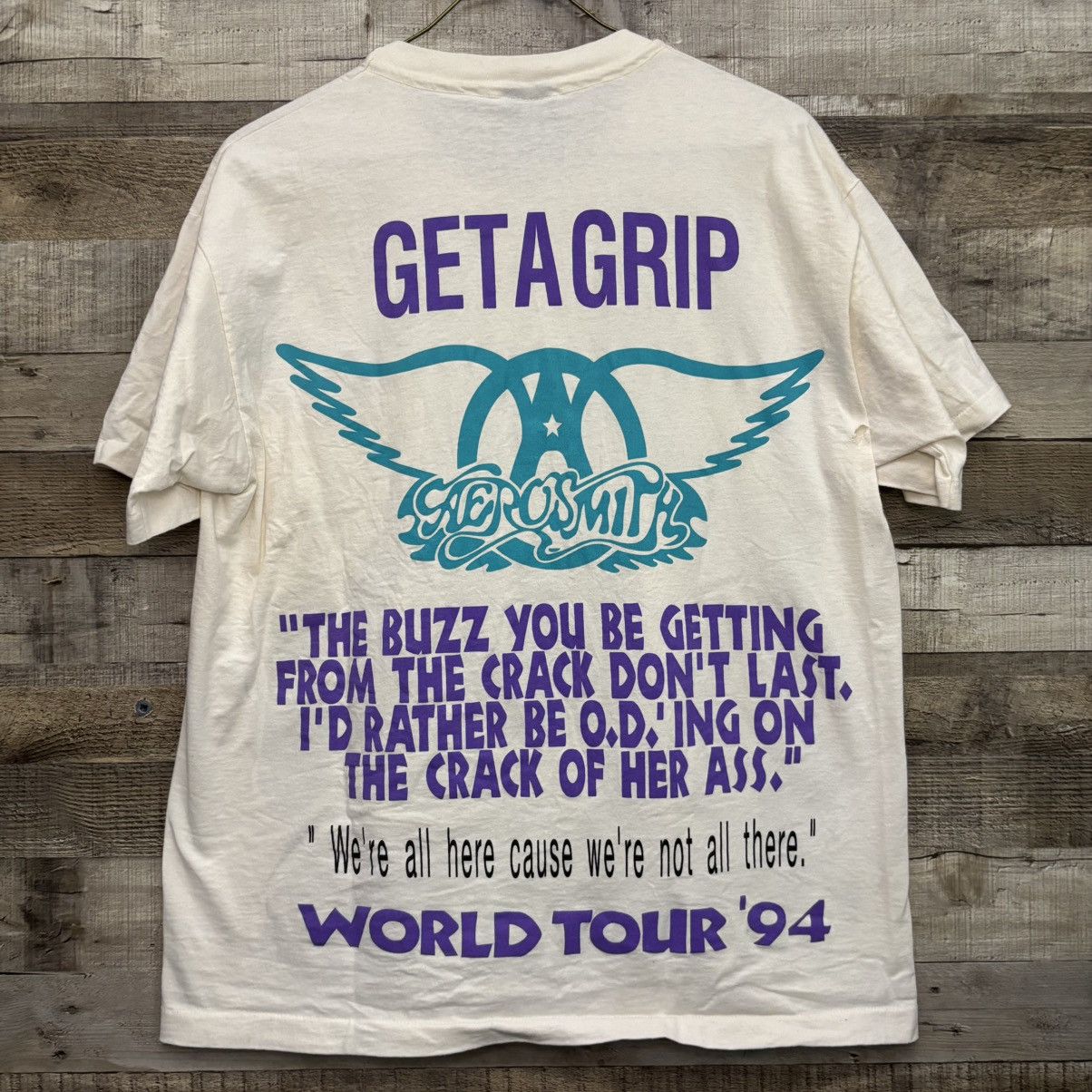 Band Tees Vintage 1994 Get a Grip Aerosmith World Tour Shirt Size US XL / EU 56 / 4 - 4 Thumbnail