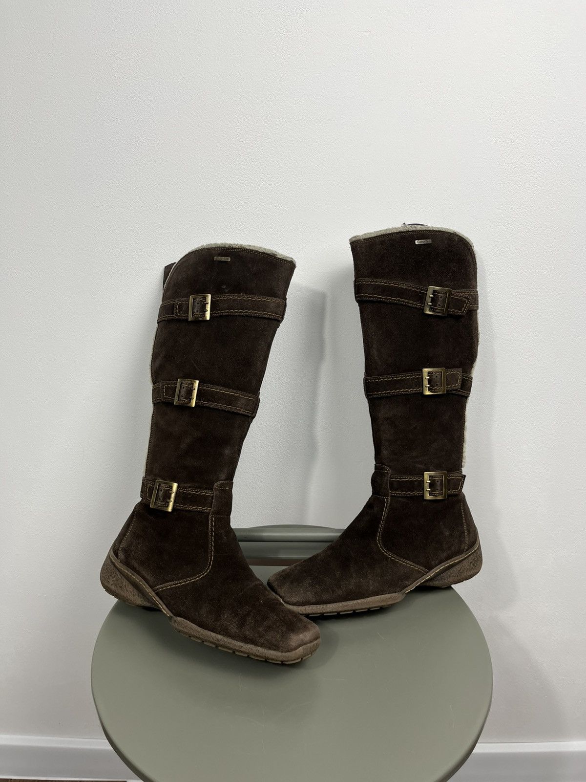 Vintage Suede Shearling Lined Buckle Boots EU 36 UK 4.5
